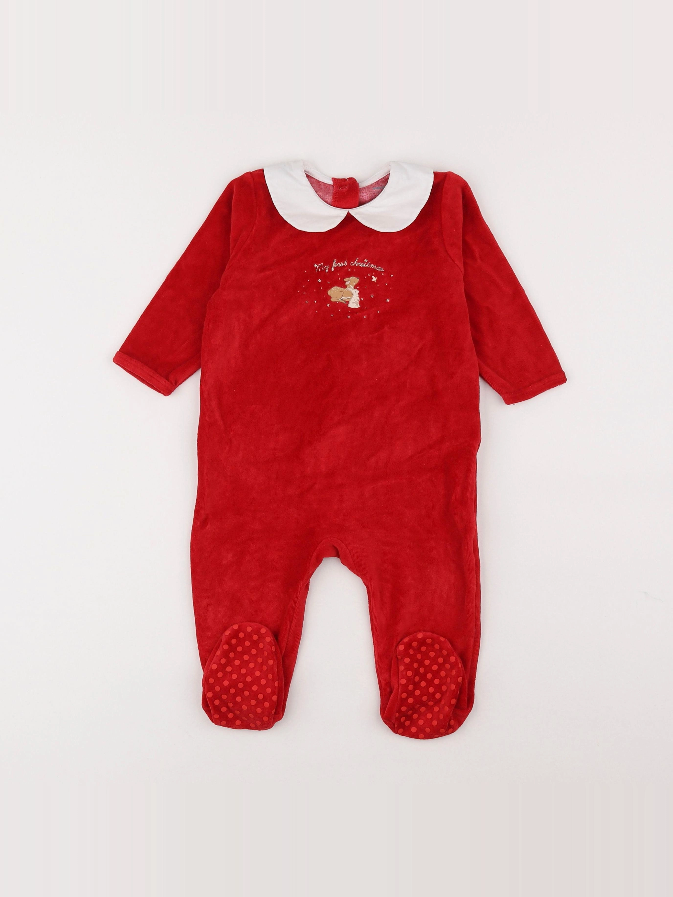 Vertbaudet - pyjama velours rouge - 12 mois