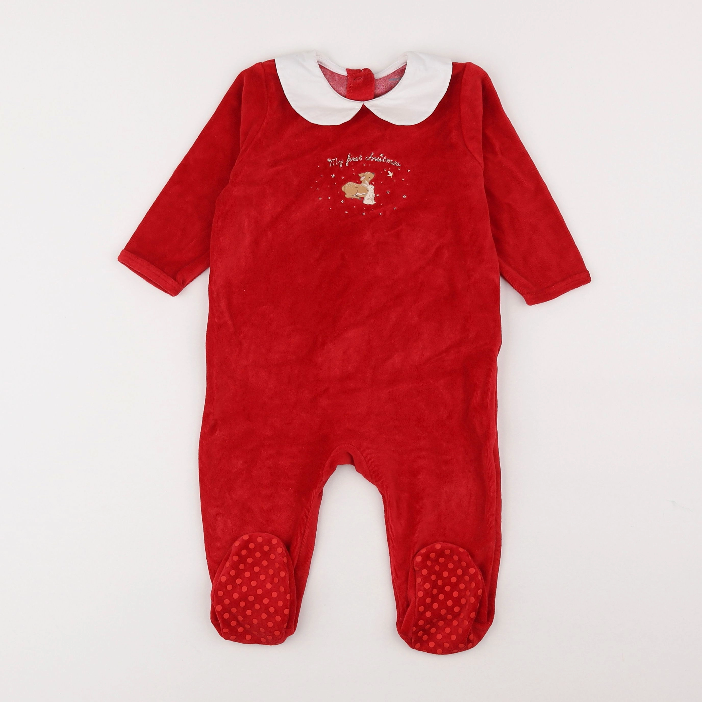 Vertbaudet - pyjama velours rouge - 12 mois