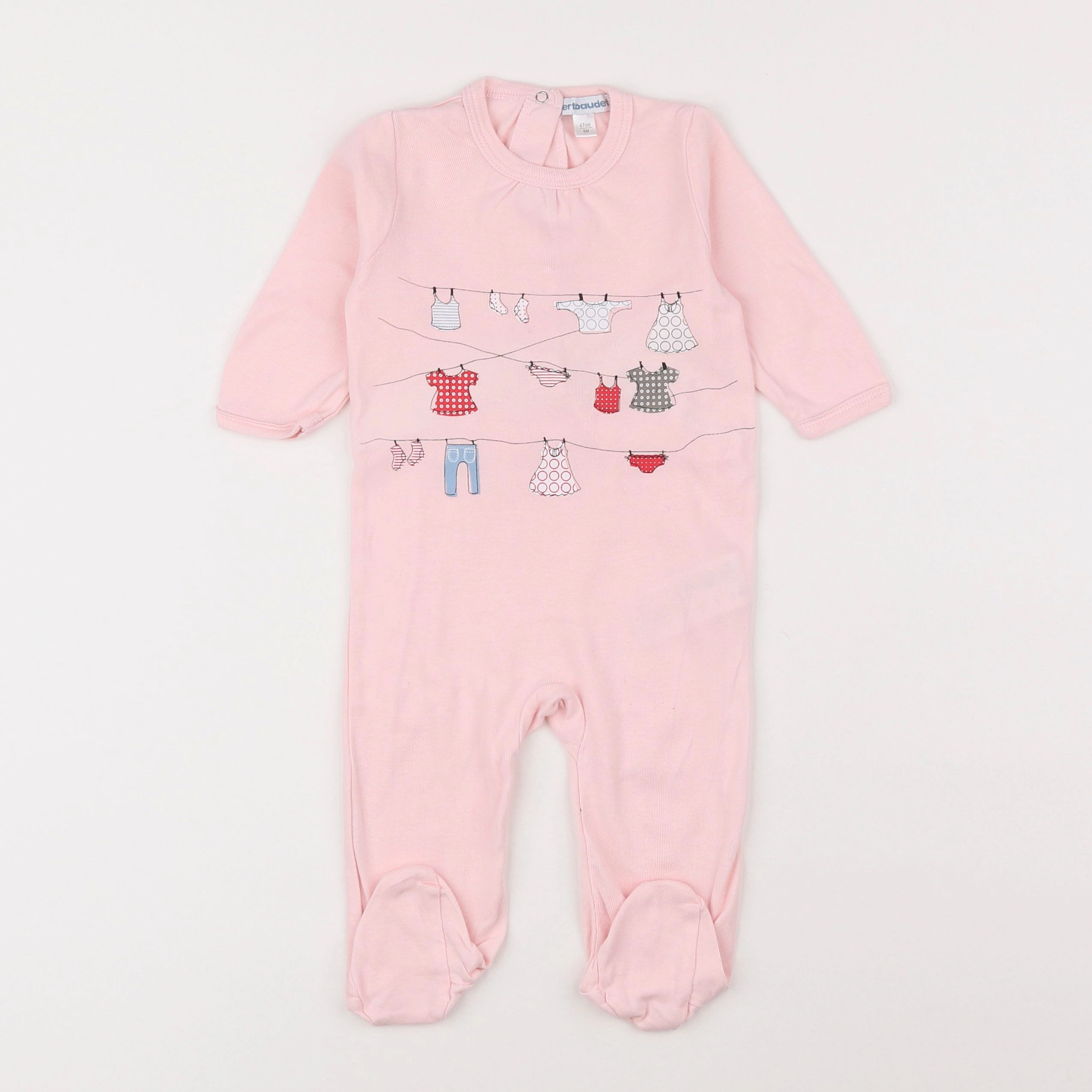 Vertbaudet - pyjama coton rose - 6 mois