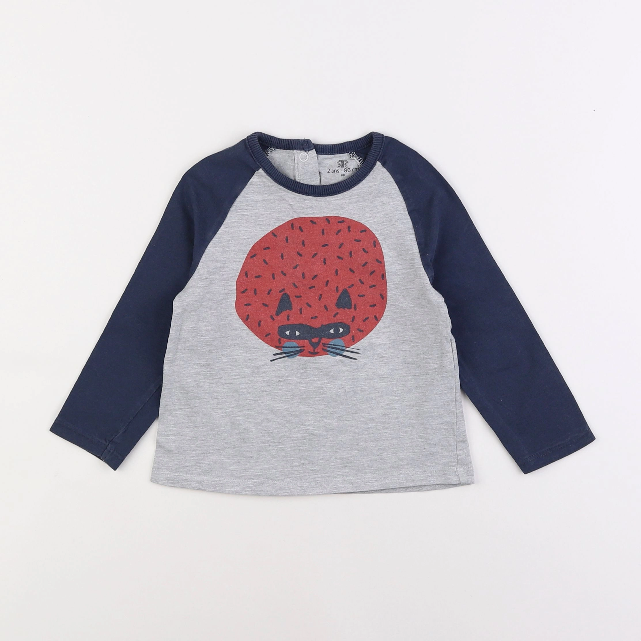 La Redoute - tee-shirt bleu, gris - 2 ans