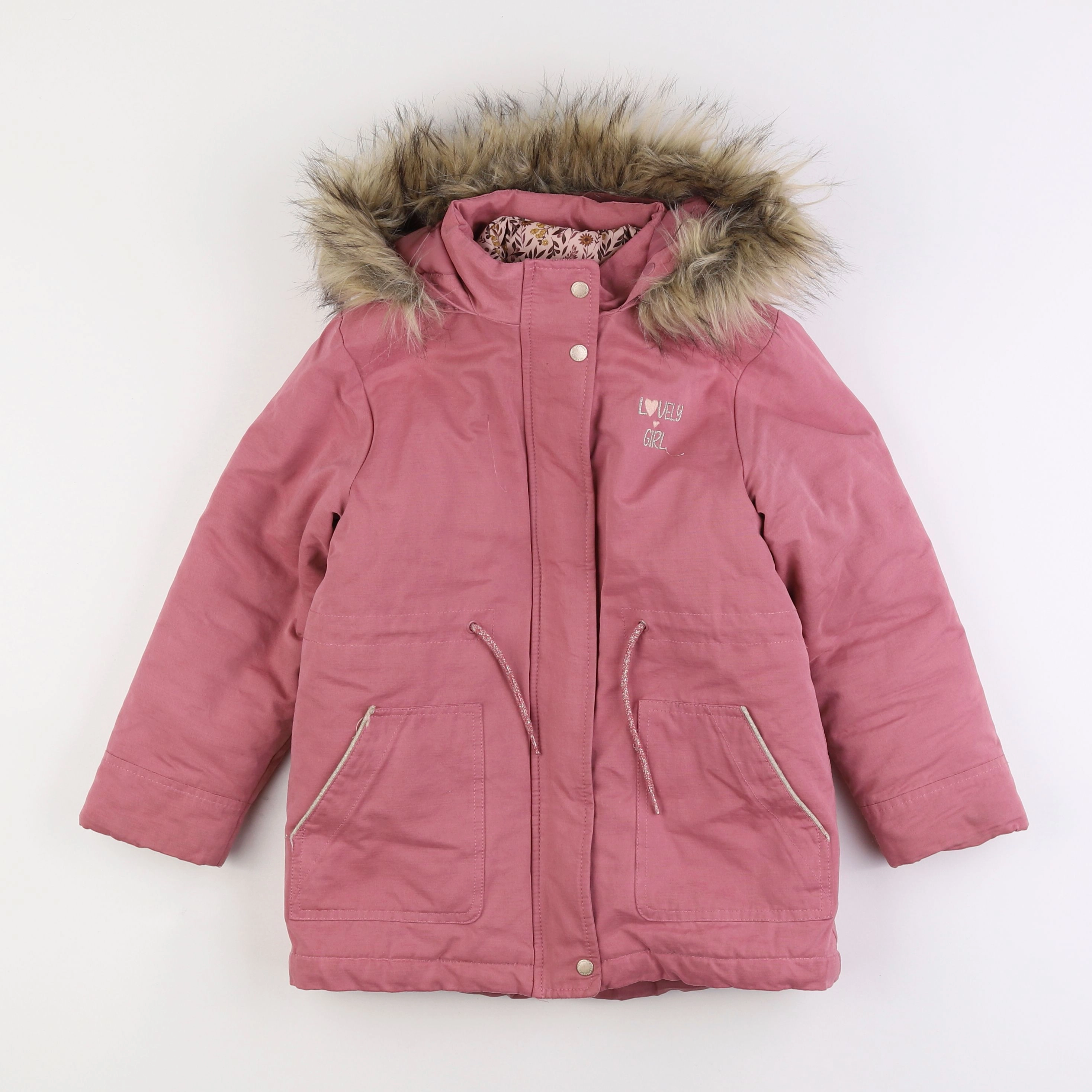 Vertbaudet - manteau doublure amovible rose - 7 ans