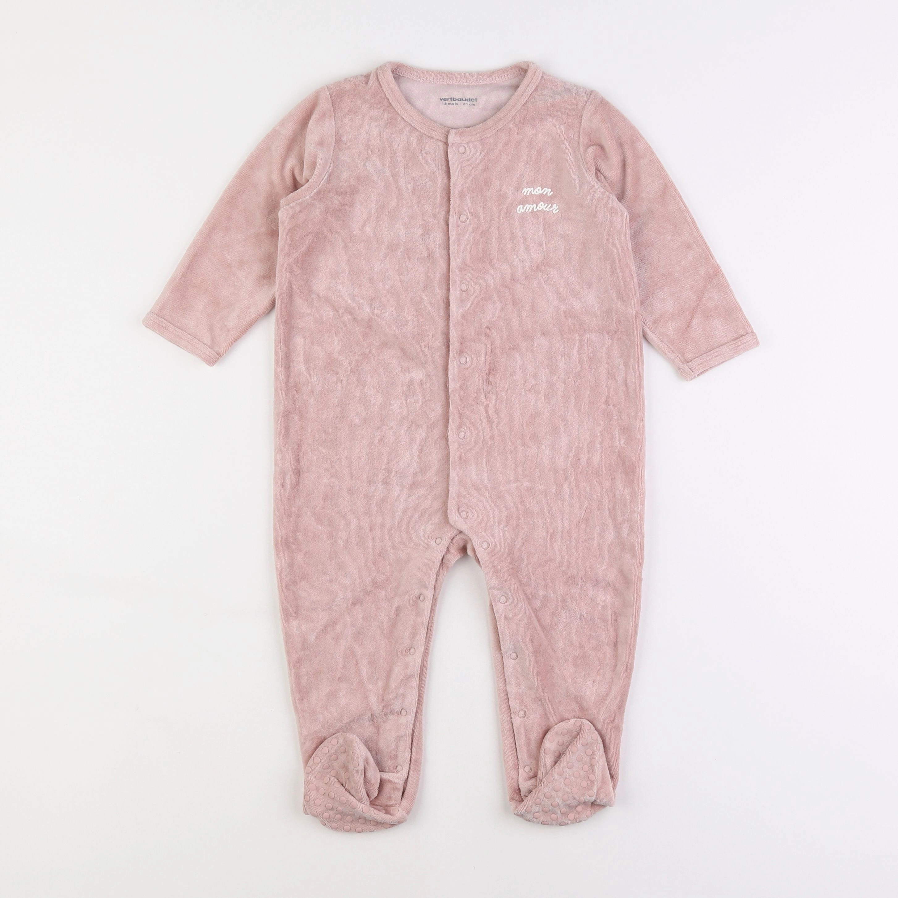 Vertbaudet - pyjama velours rose - 18 mois