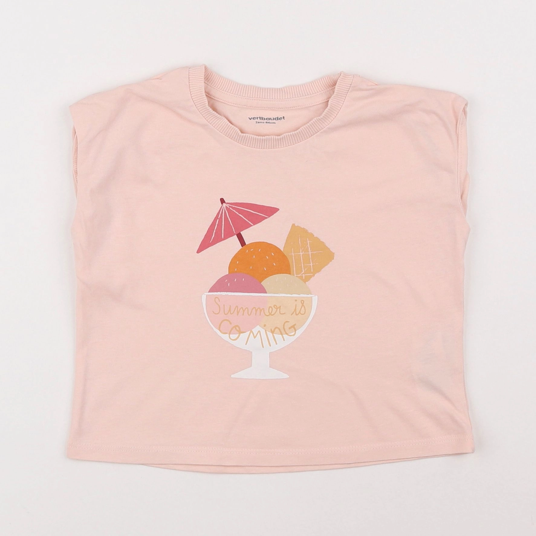 Vertbaudet - tee-shirt rose - 2 ans