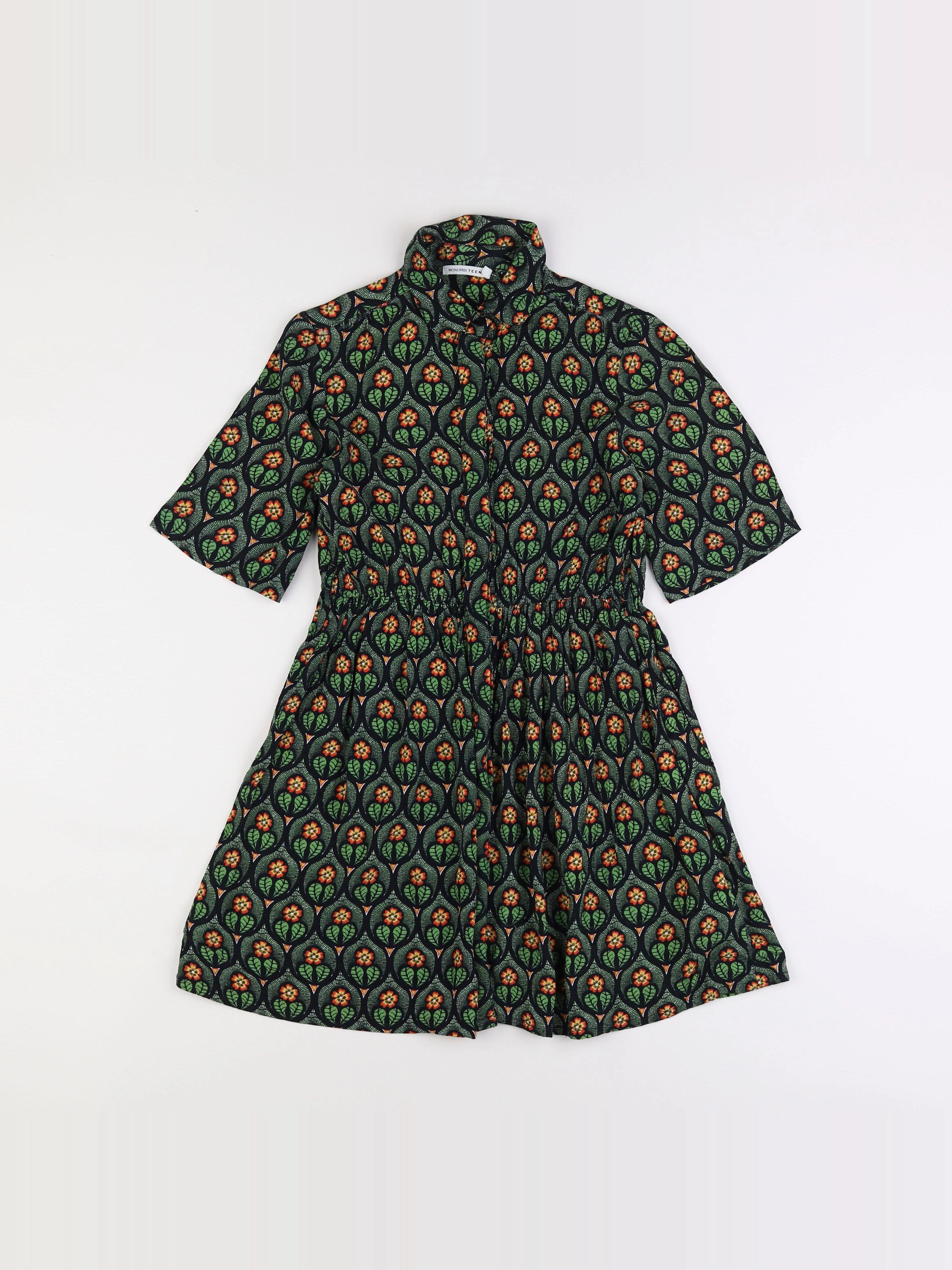 Monoprix - robe vert - 10 ans