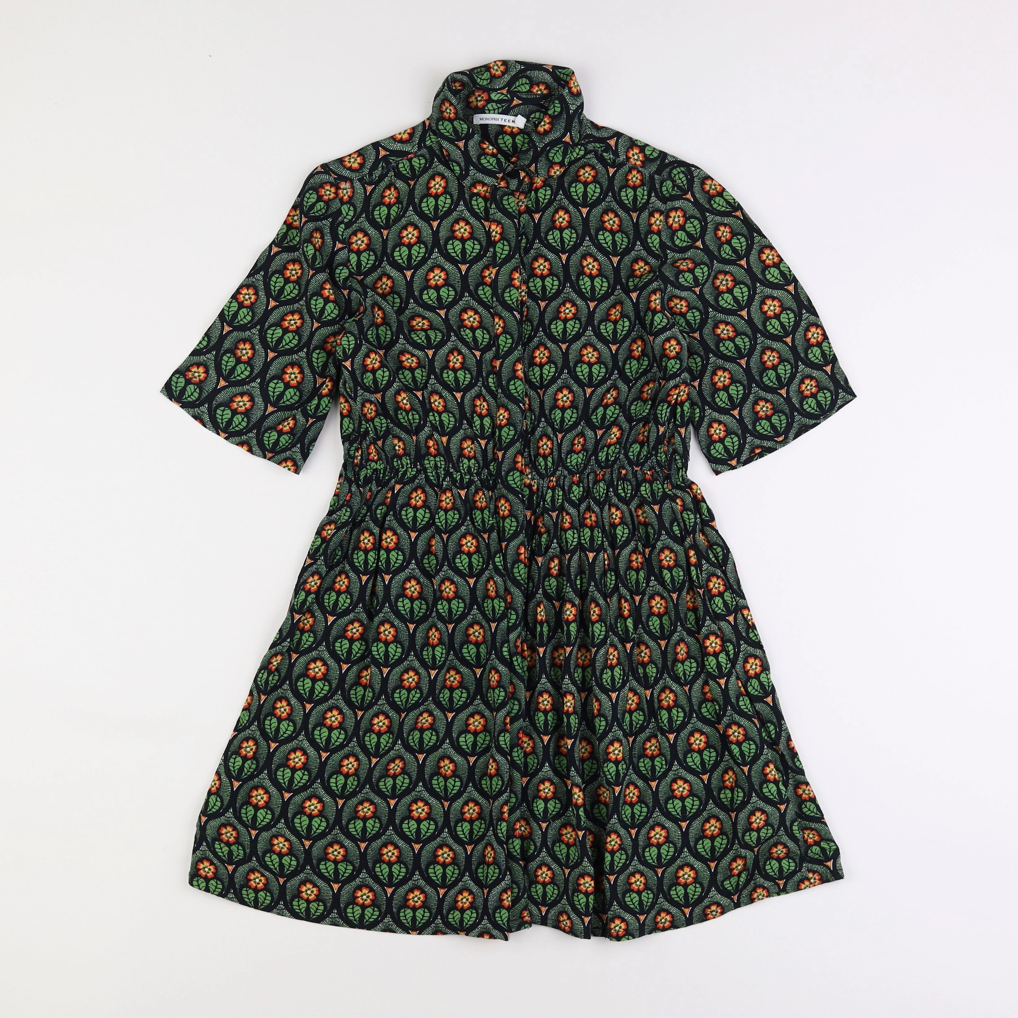 Monoprix - robe vert - 10 ans