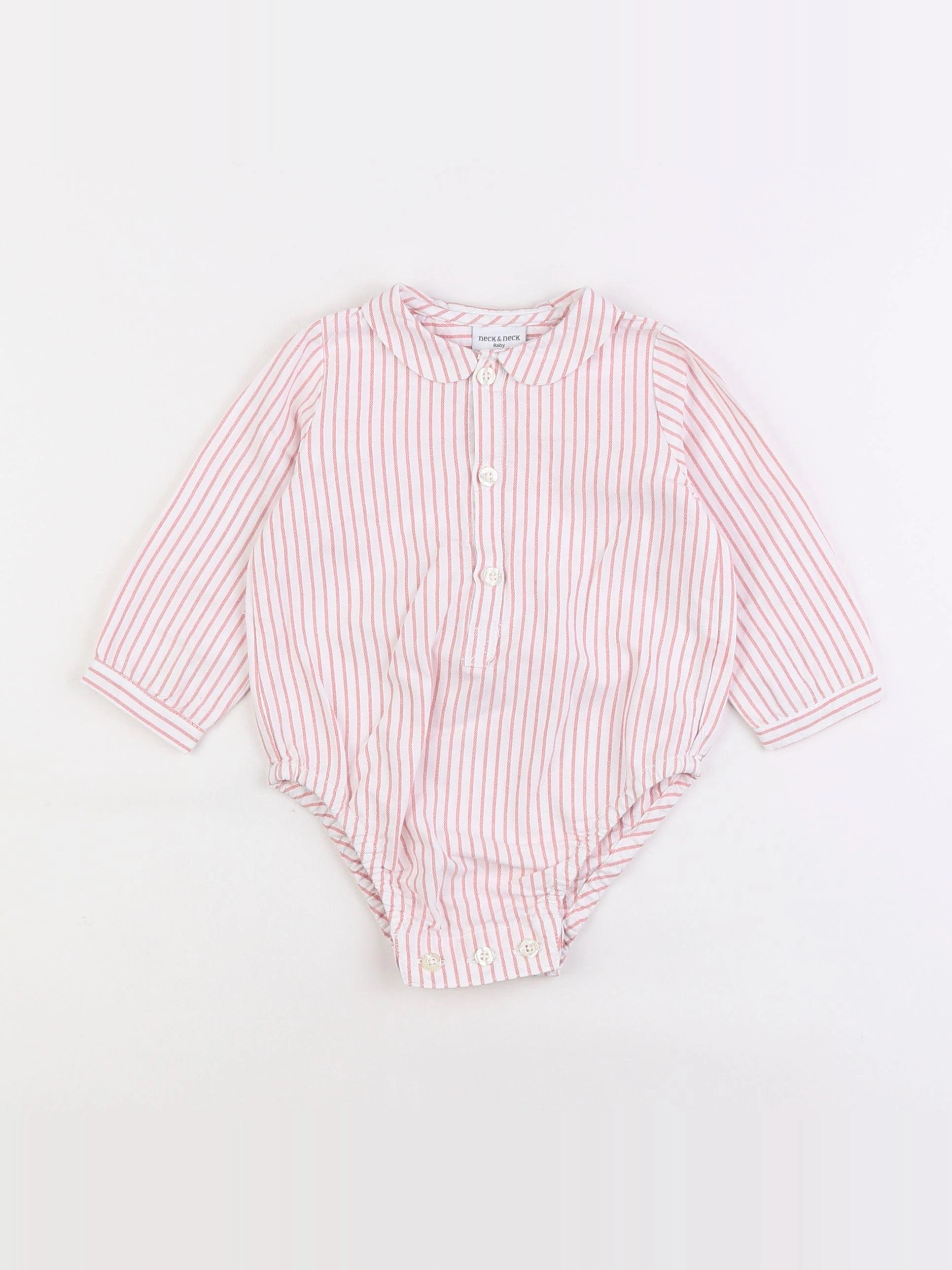 Neck & Neck - combinaison blanc, rose - 6/9 mois