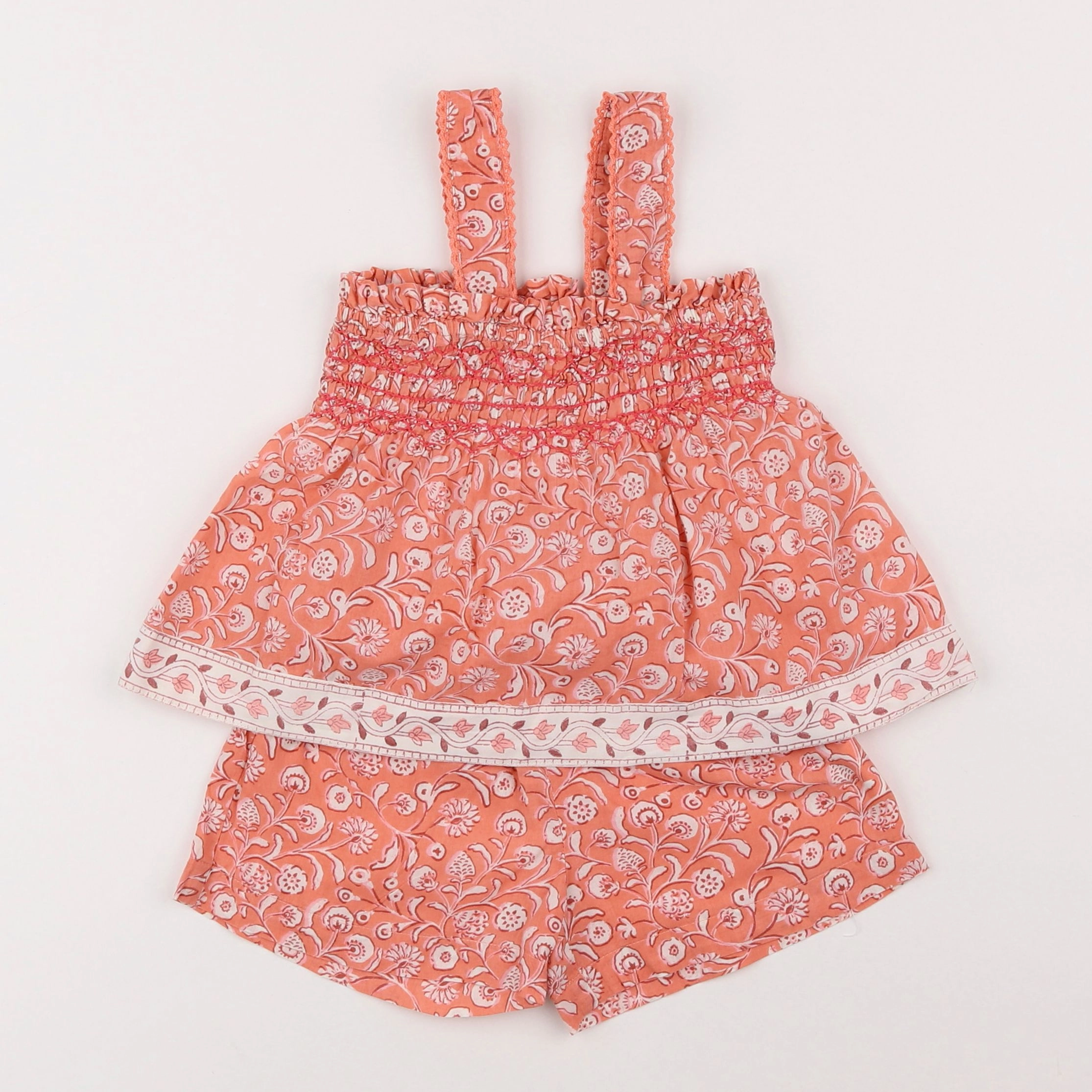 Bonheur du jour - ensemble orange, rose - 2 ans