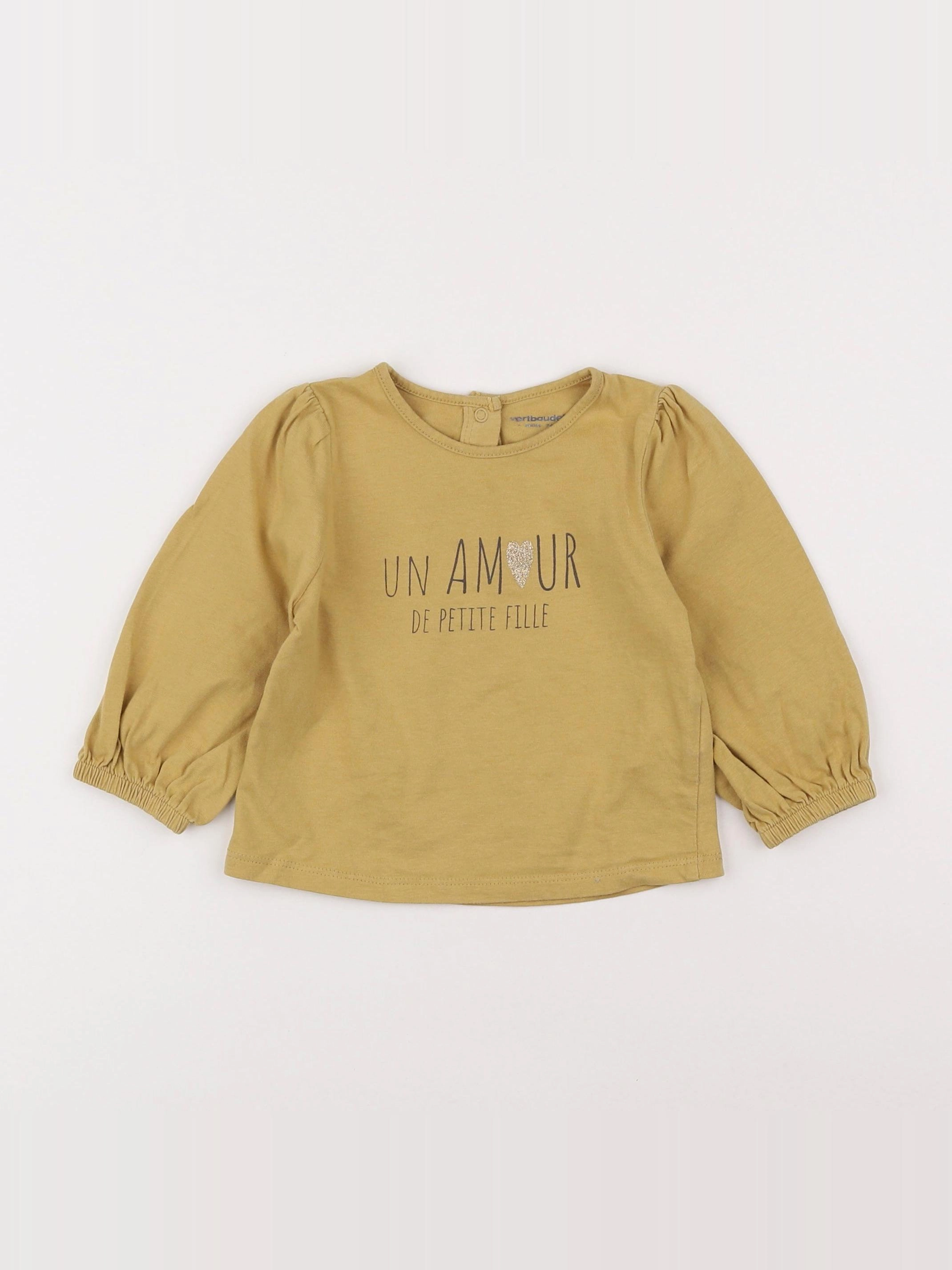 Vertbaudet - tee-shirt jaune - 9/12 mois