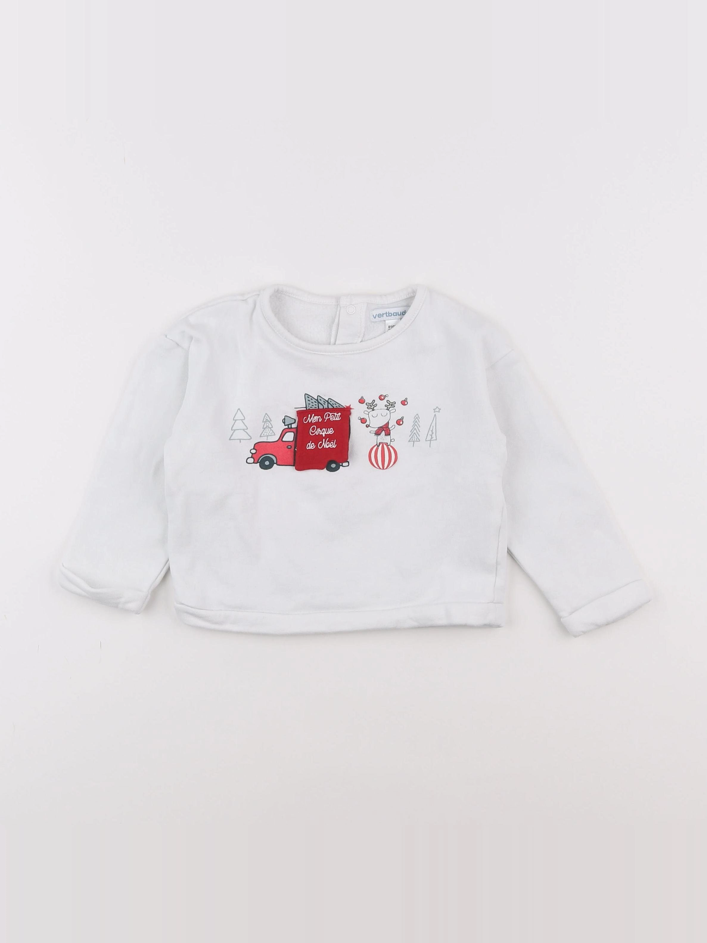 Vertbaudet - sweat blanc - 18 mois