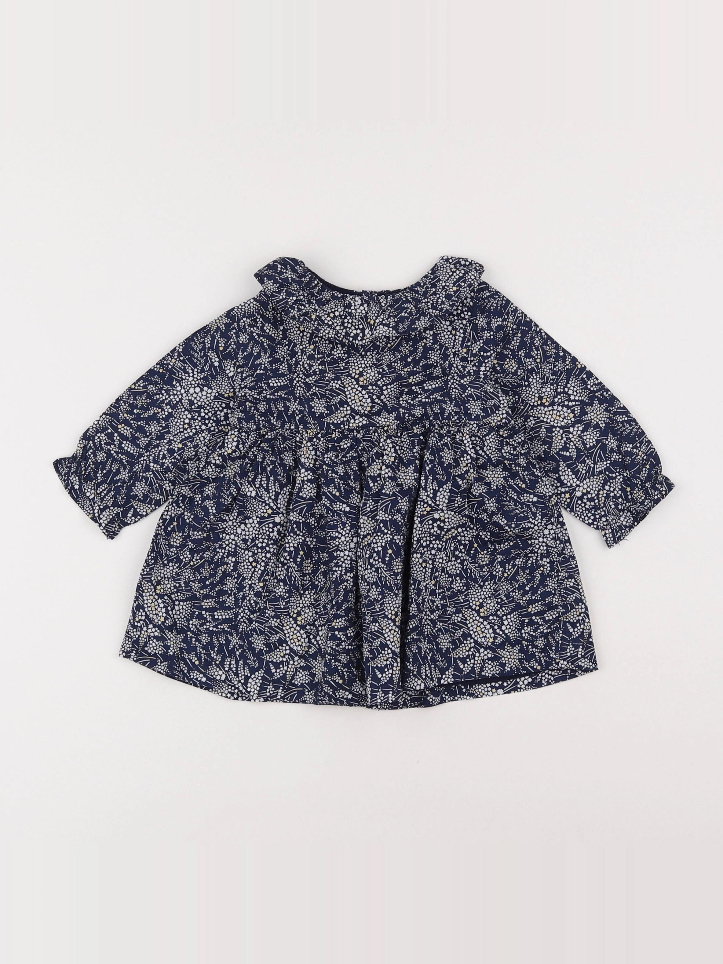 Jacadi - robe liberty blanc, bleu - 6 mois