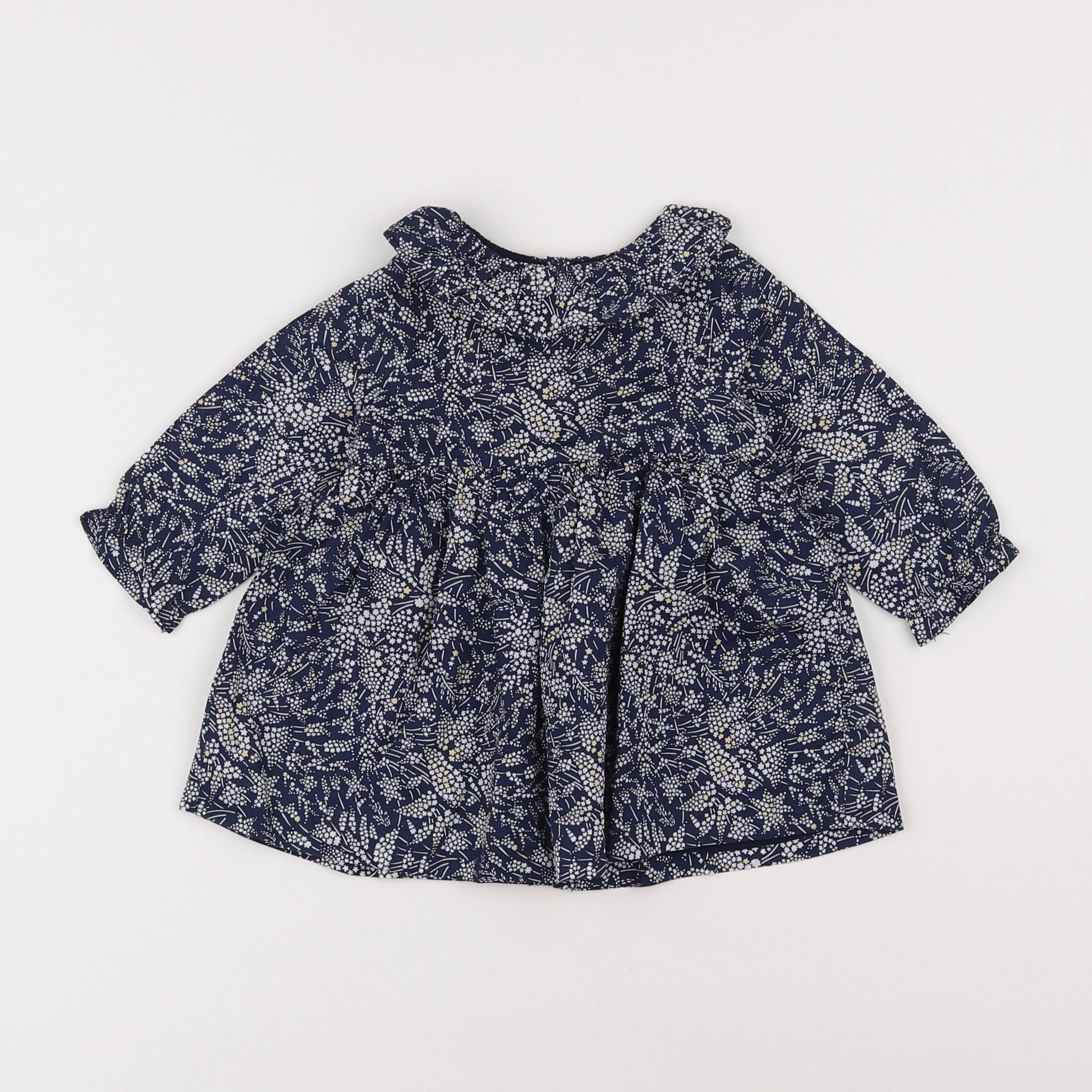 Jacadi - robe liberty blanc, bleu - 6 mois
