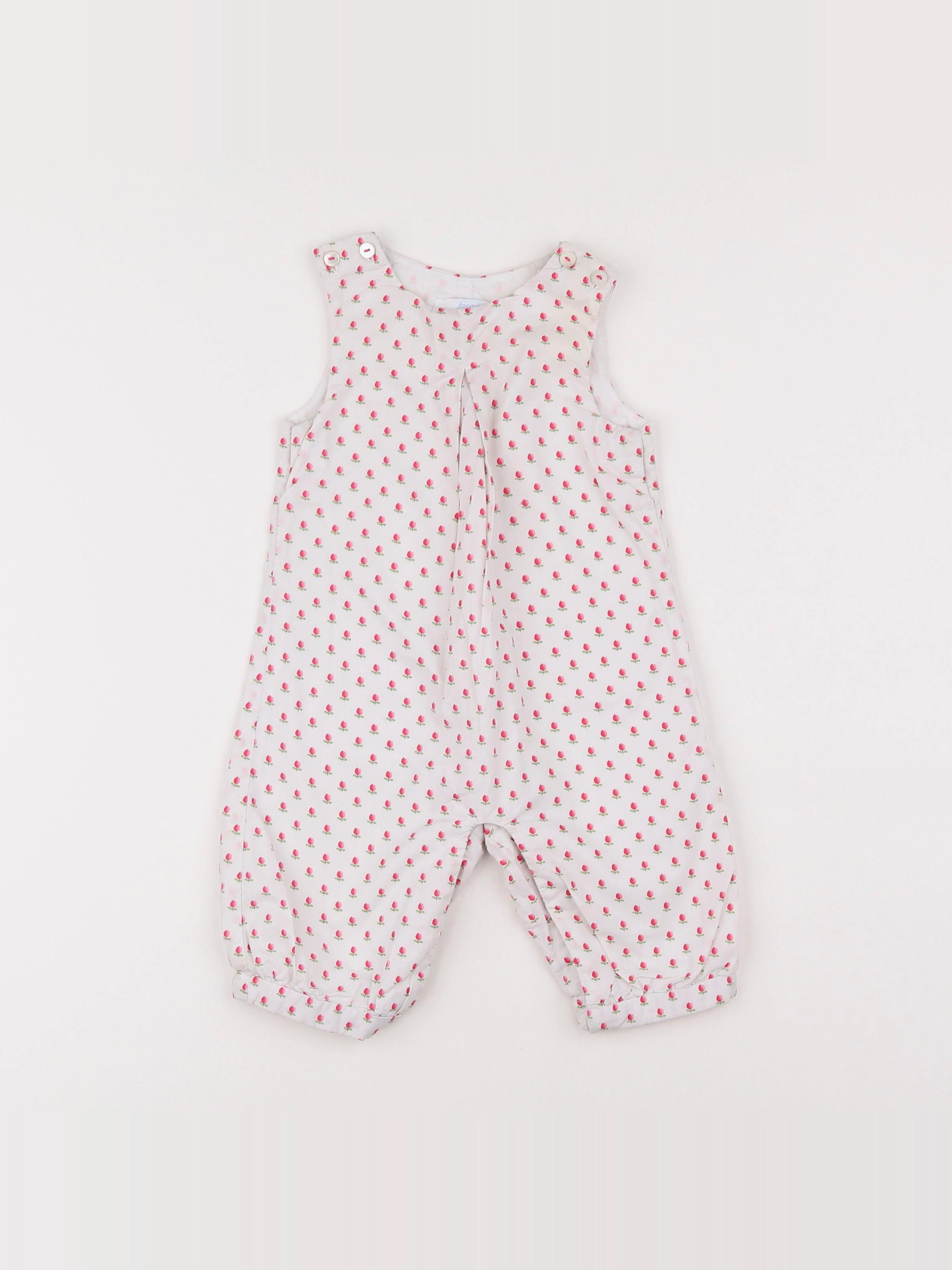 Jacadi - combinaison blanc, rose - 6 mois