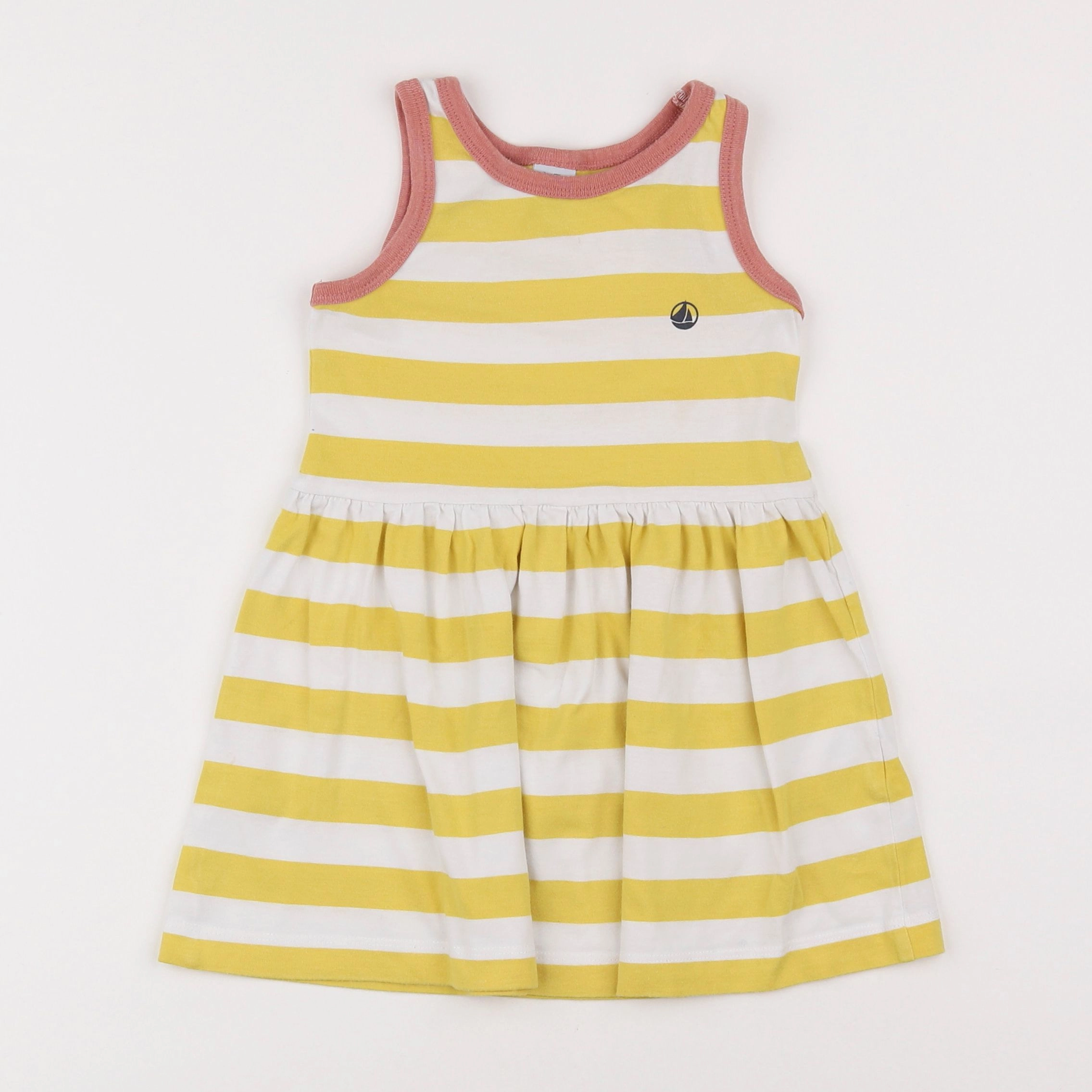 Petit Bateau - robe blanc, jaune - 3 ans