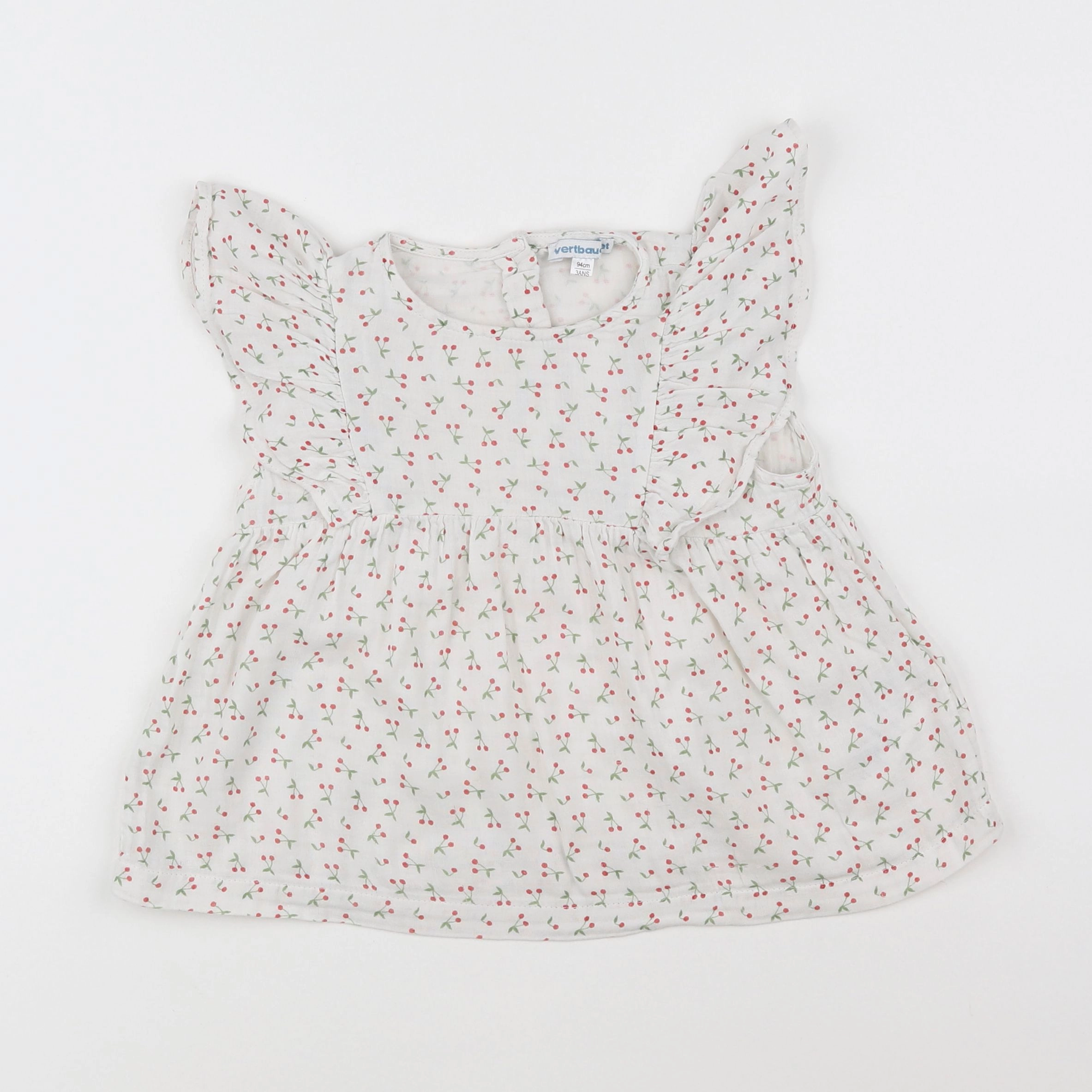 Vertbaudet - blouse blanc, rouge - 3 ans