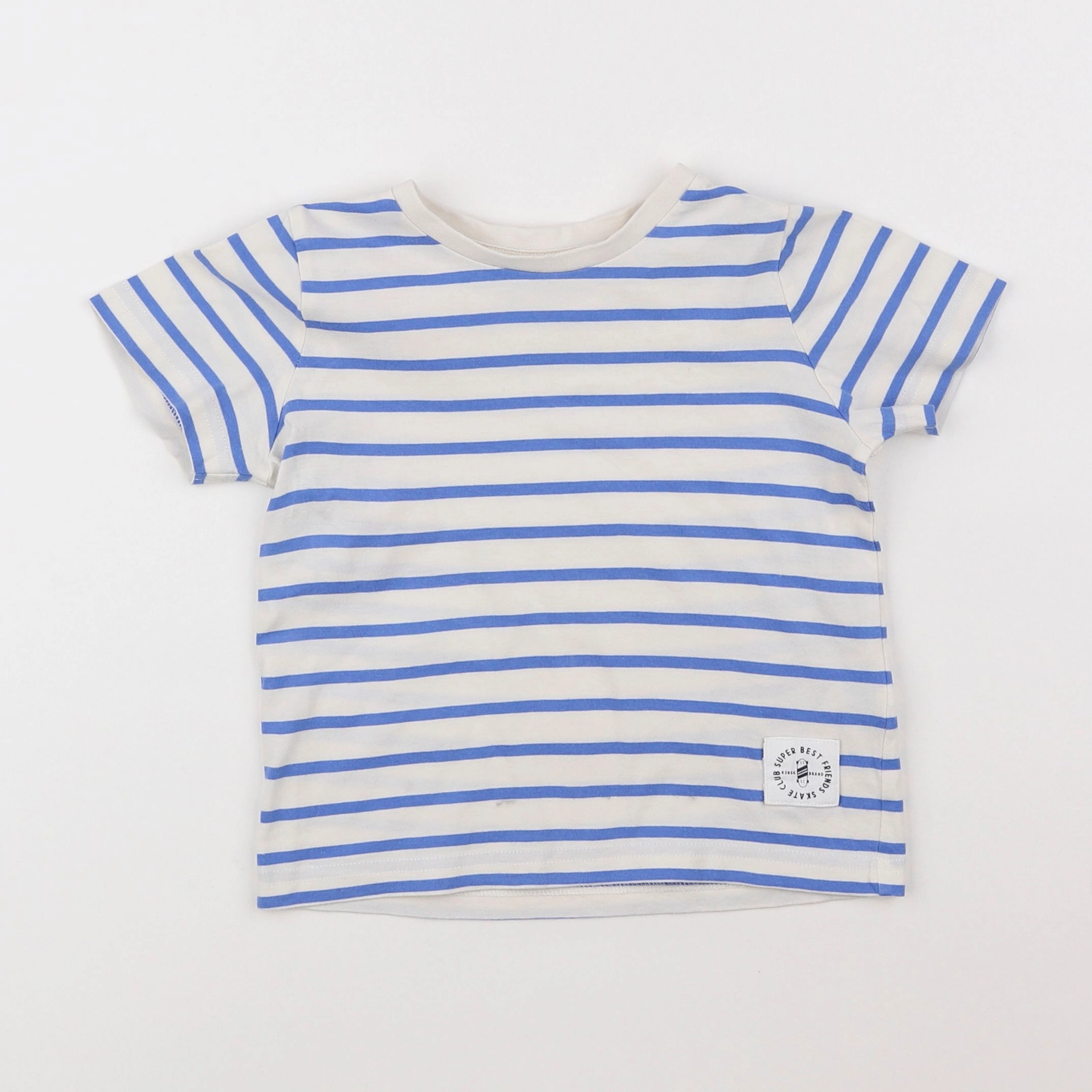 Vertbaudet - tee-shirt blanc, bleu - 4 ans