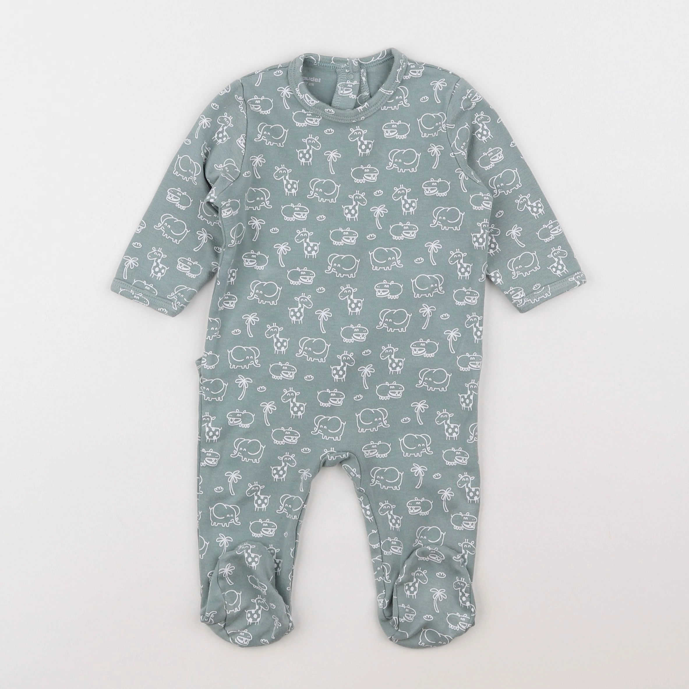 Vertbaudet - pyjama coton vert, blanc - 6 mois