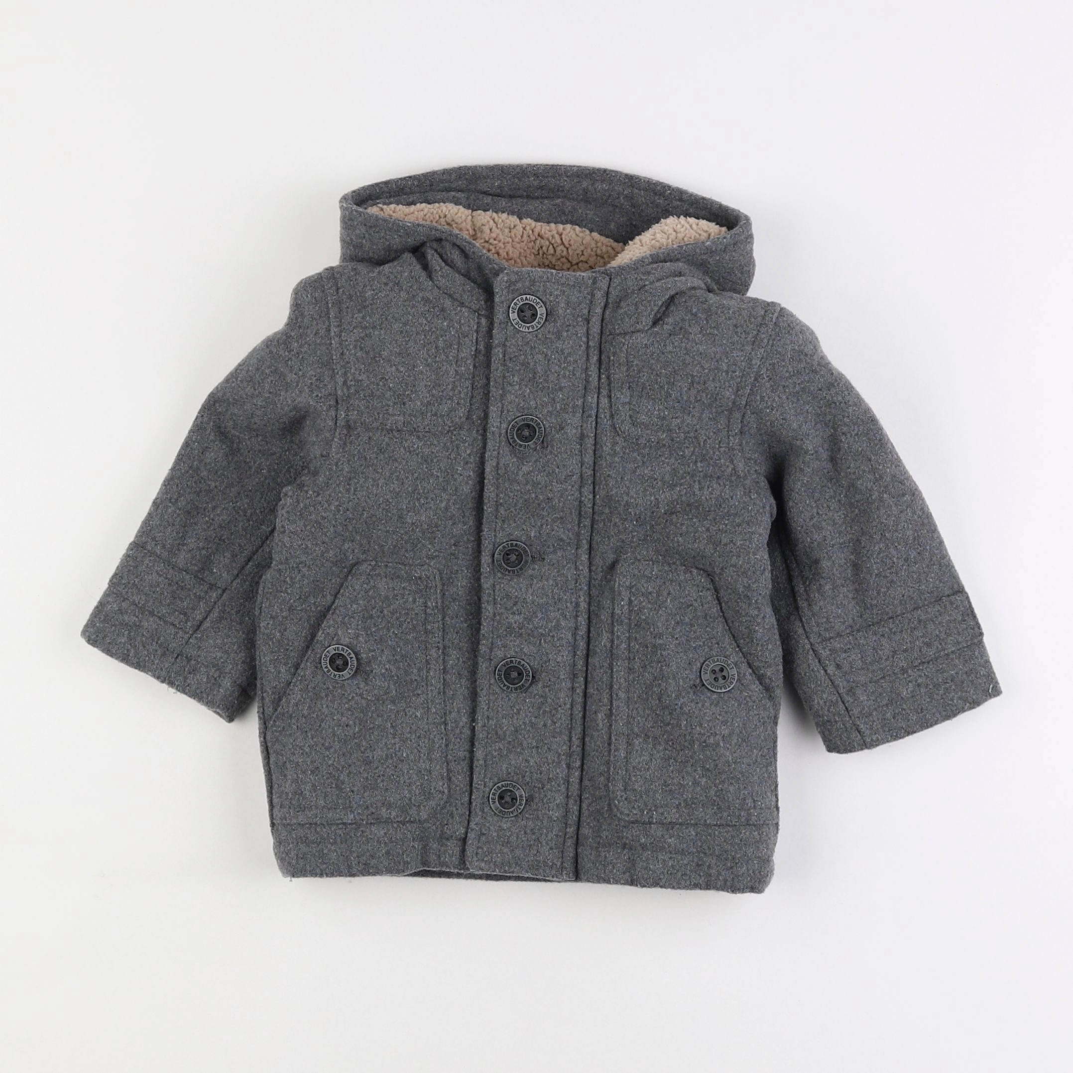 Vertbaudet - manteau gris - 9 mois