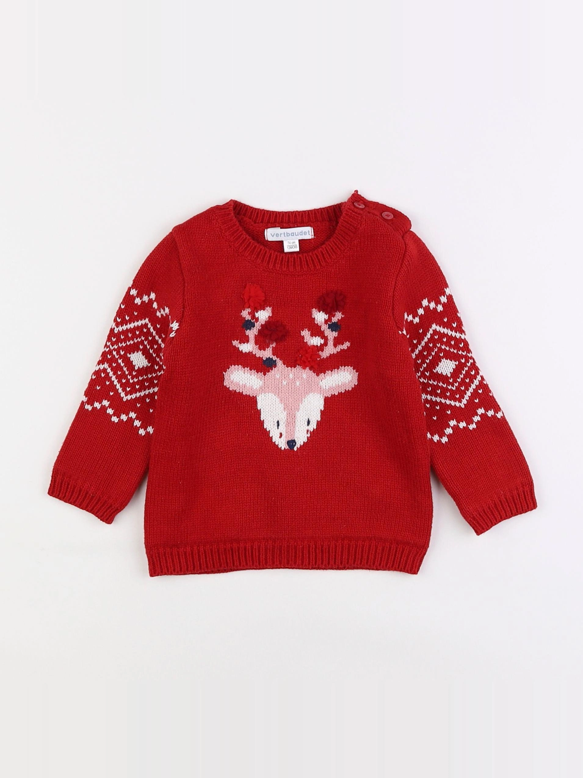 Vertbaudet - pull rouge - 12 mois