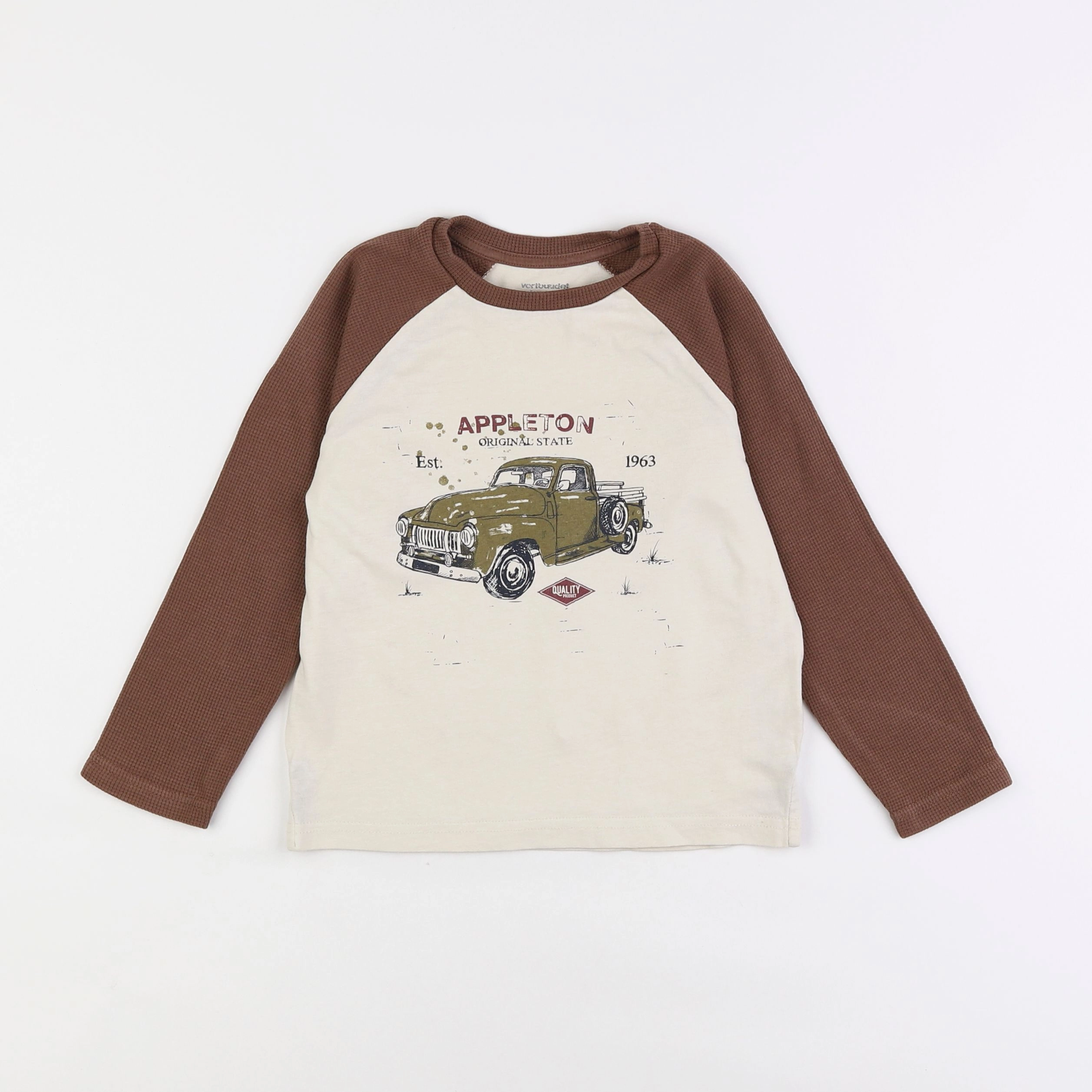 Vertbaudet - tee-shirt beige, marron - 5 ans