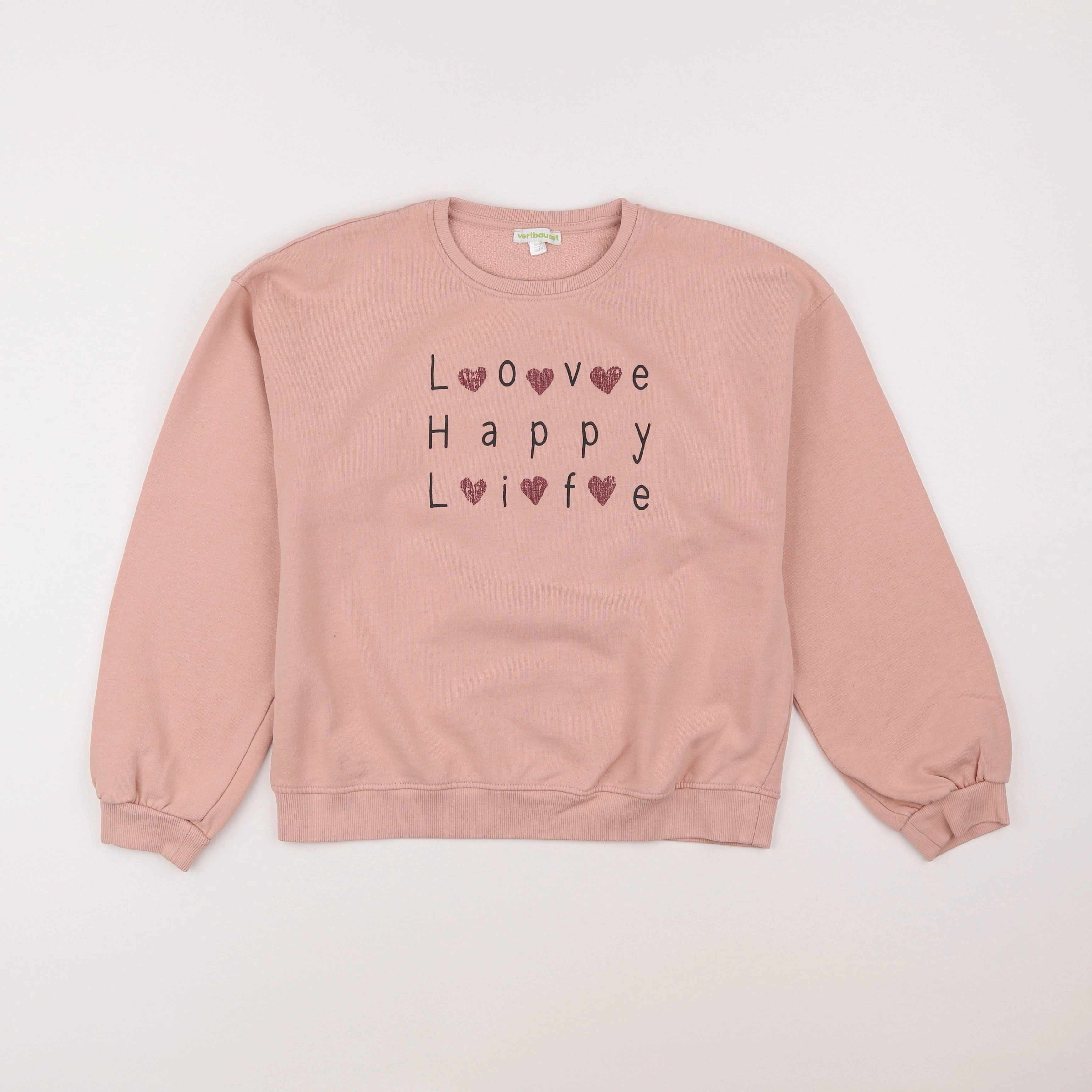 Vertbaudet - sweat rose - 12 ans