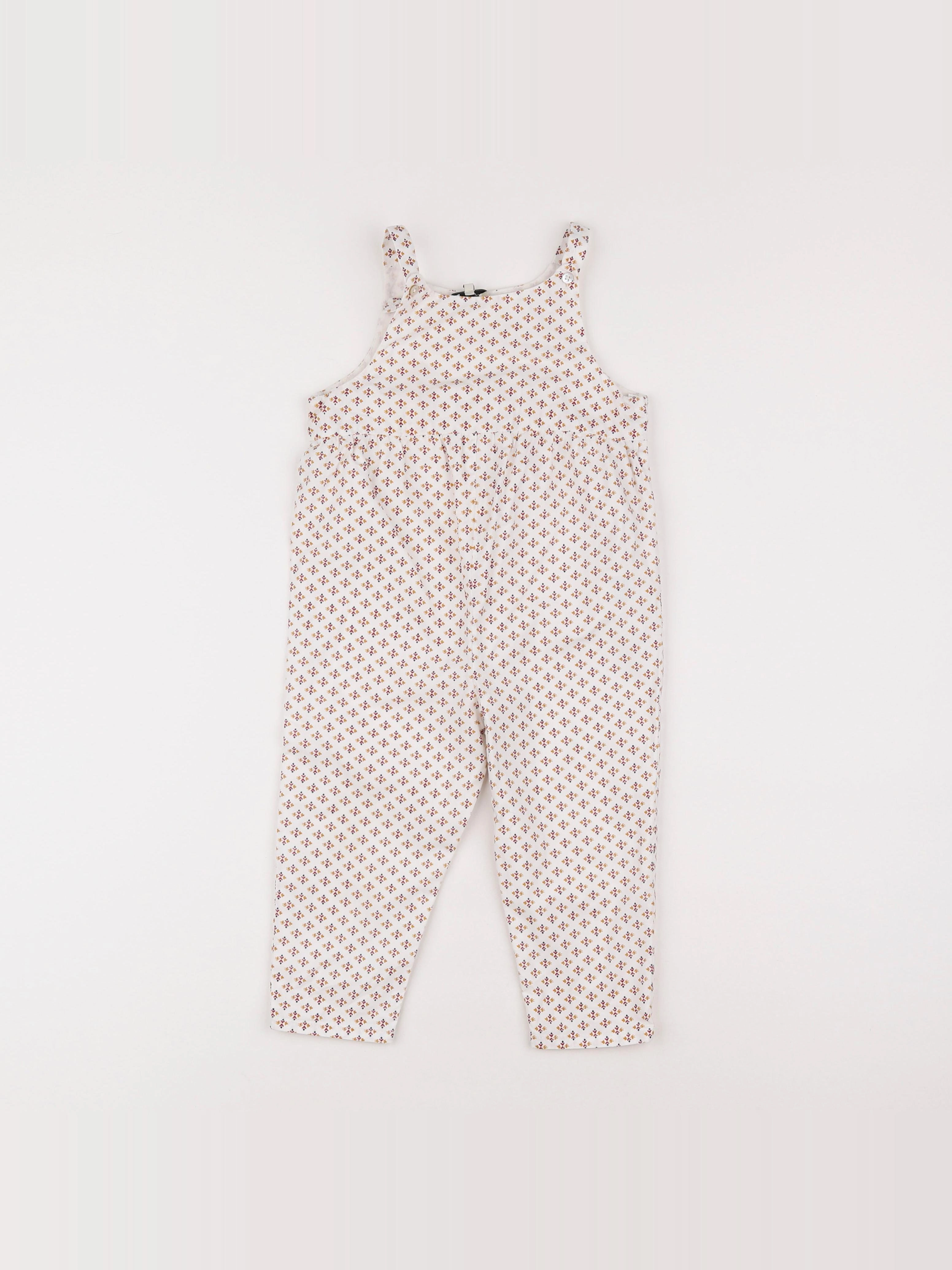 Natalys - salopette blanc, rouge - 2 ans