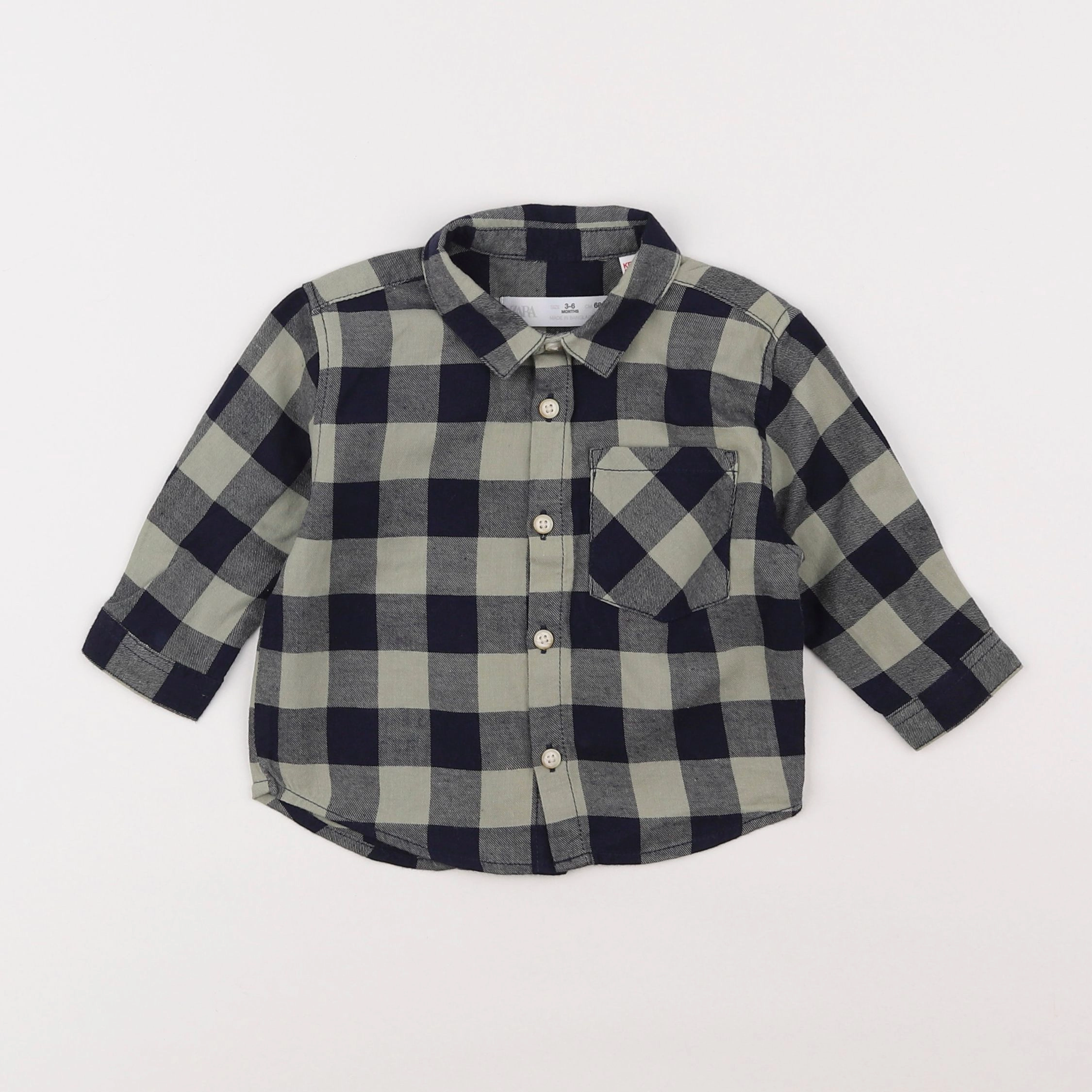 Zara - chemise vert - 3/6 mois