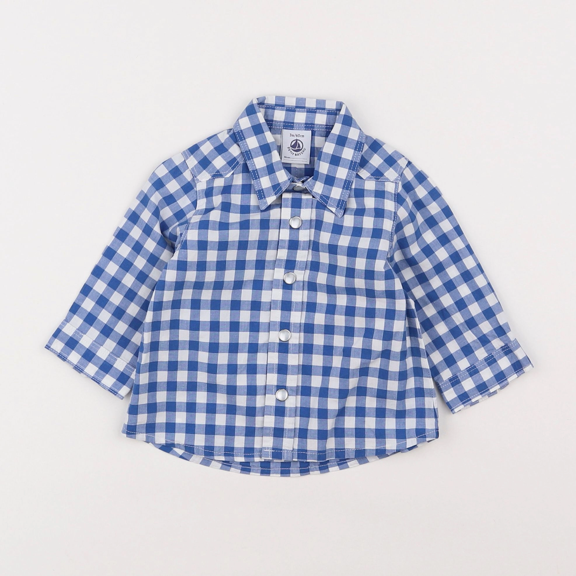 Petit Bateau - chemise bleu - 3 mois