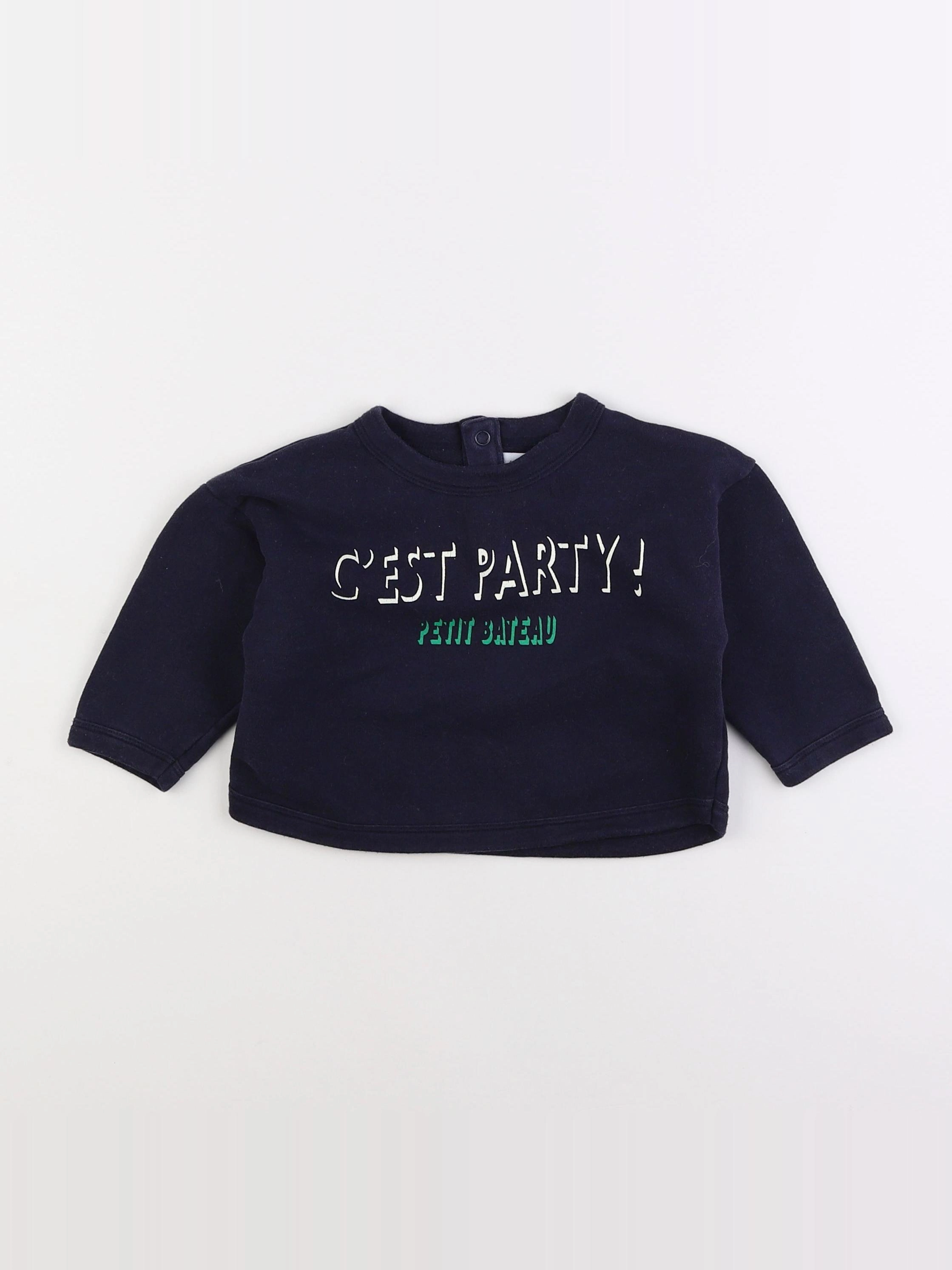 Petit Bateau - sweat bleu - 18 mois