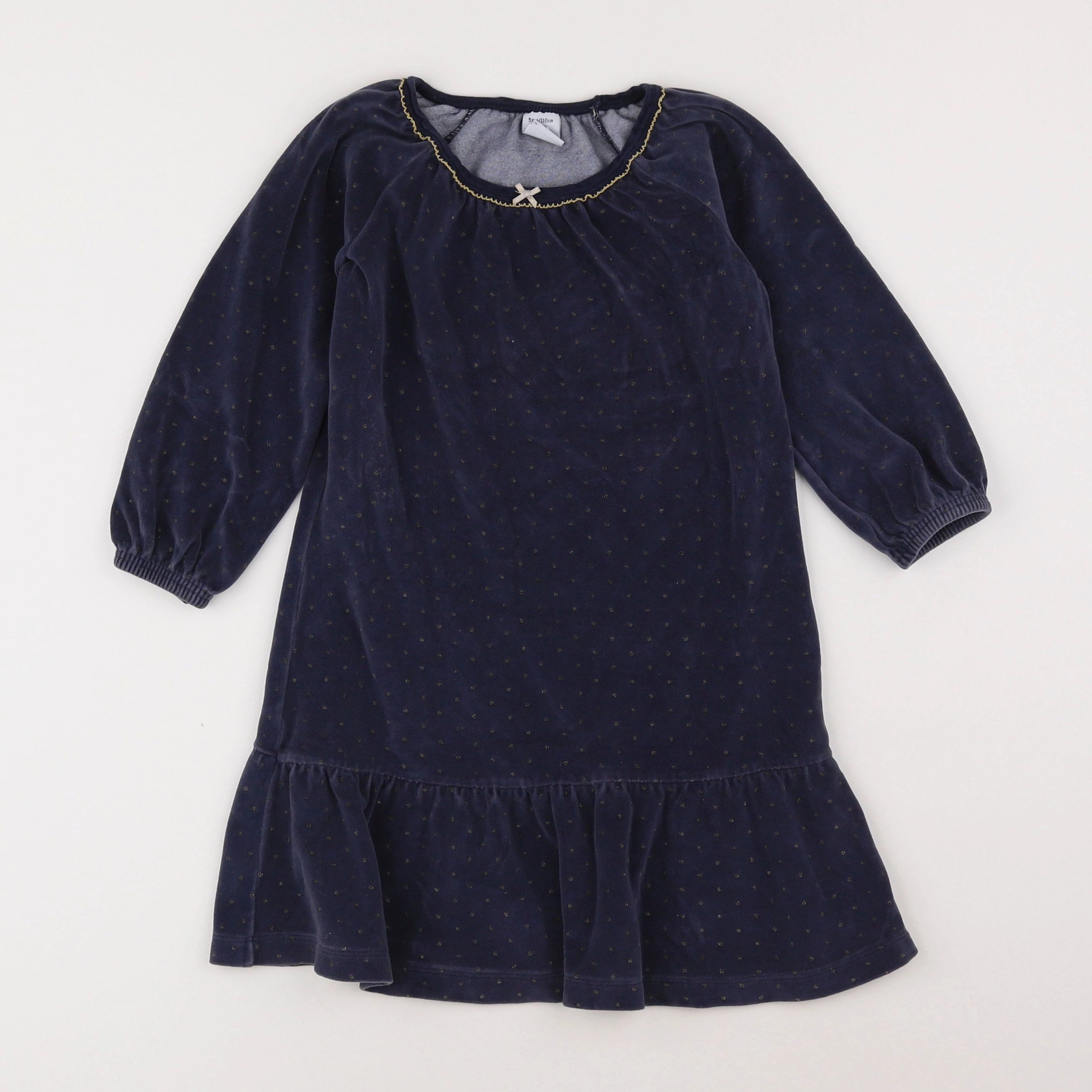 Petit Bateau - chemise de nuit velours bleu, or - 5 ans