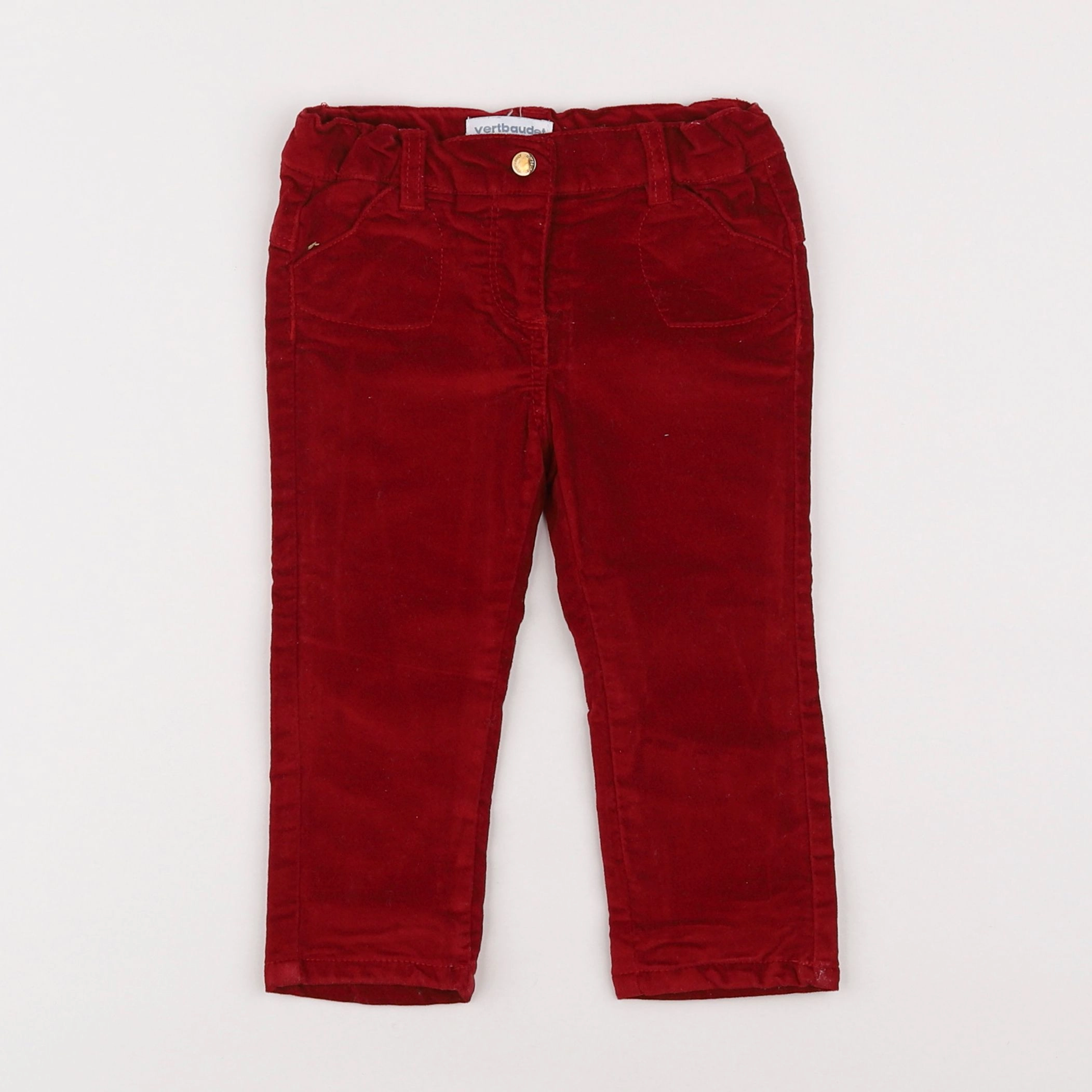 Vertbaudet - pantalon rouge - 12 mois