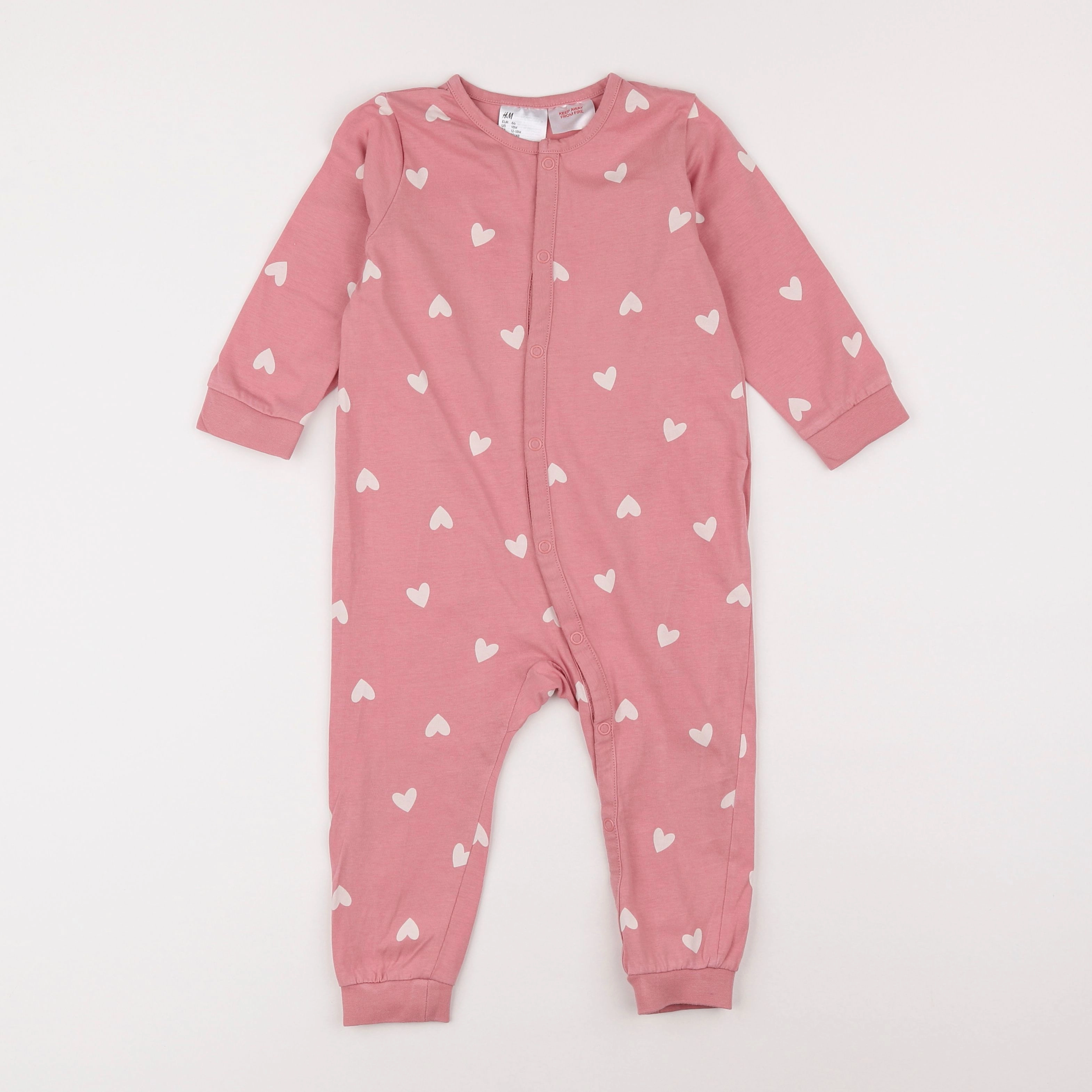 H&M - pyjama coton rose - 12/18 mois