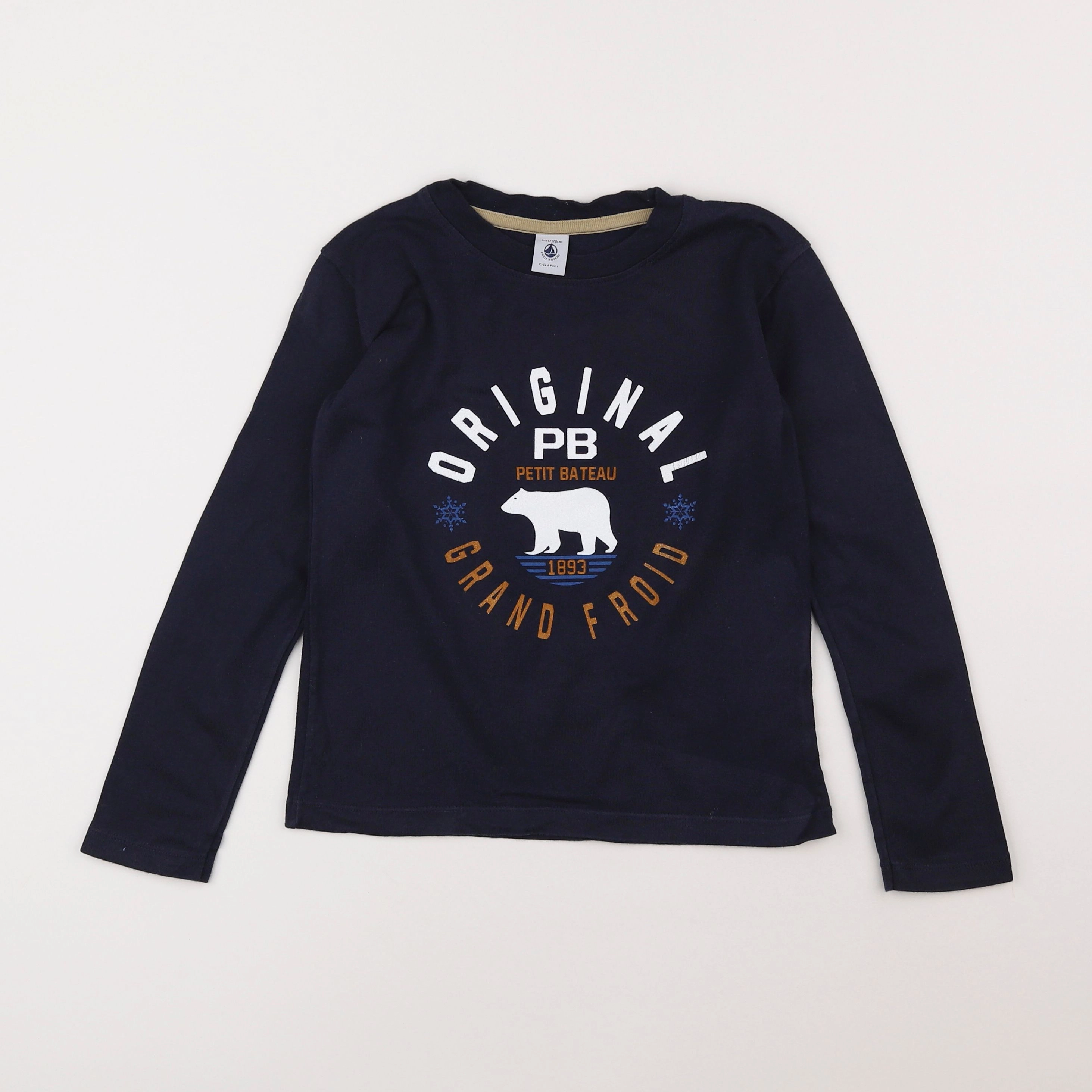 Petit Bateau - tee-shirt bleu - 8 ans