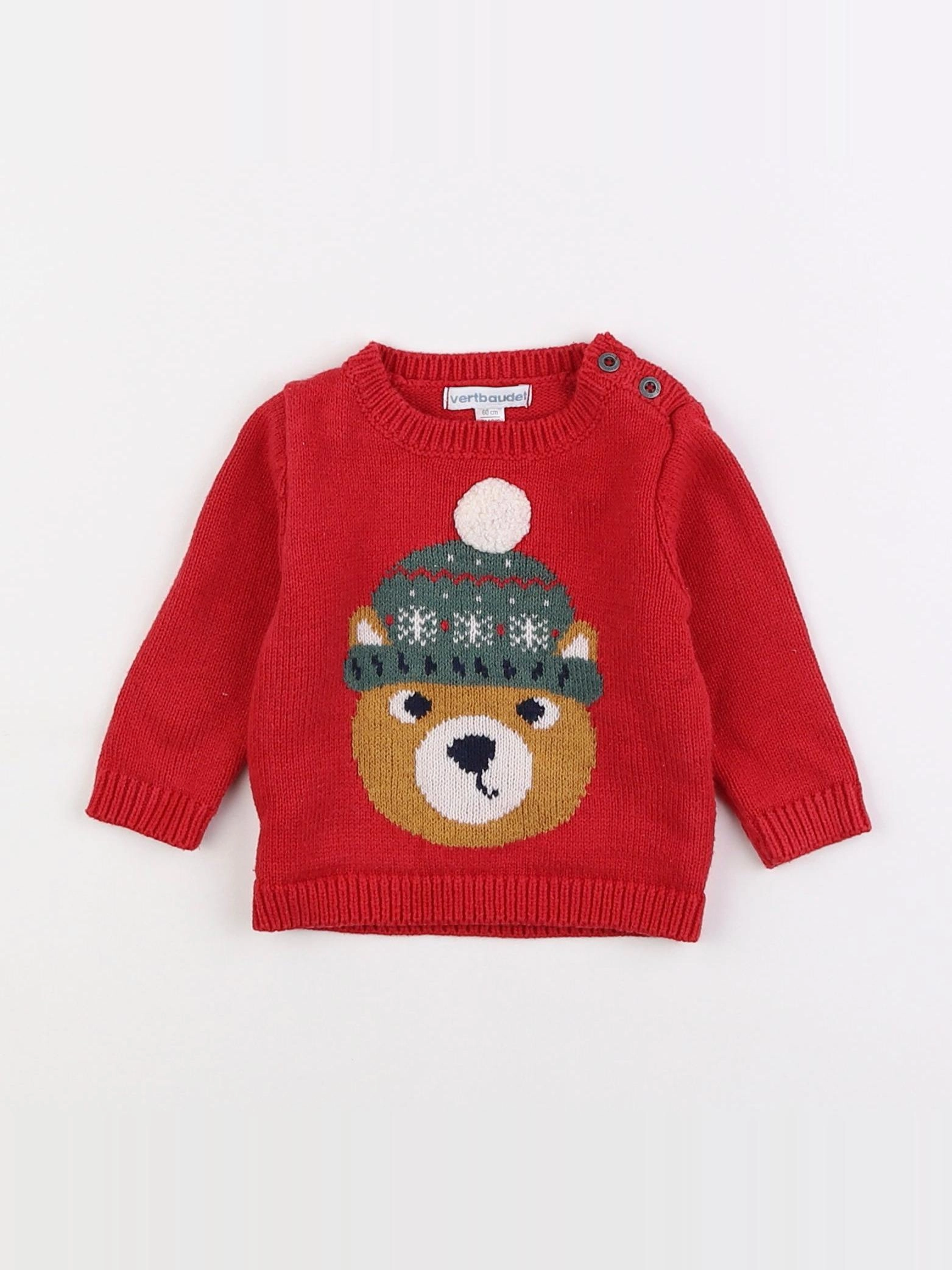 Vertbaudet - pull rouge - 3 mois