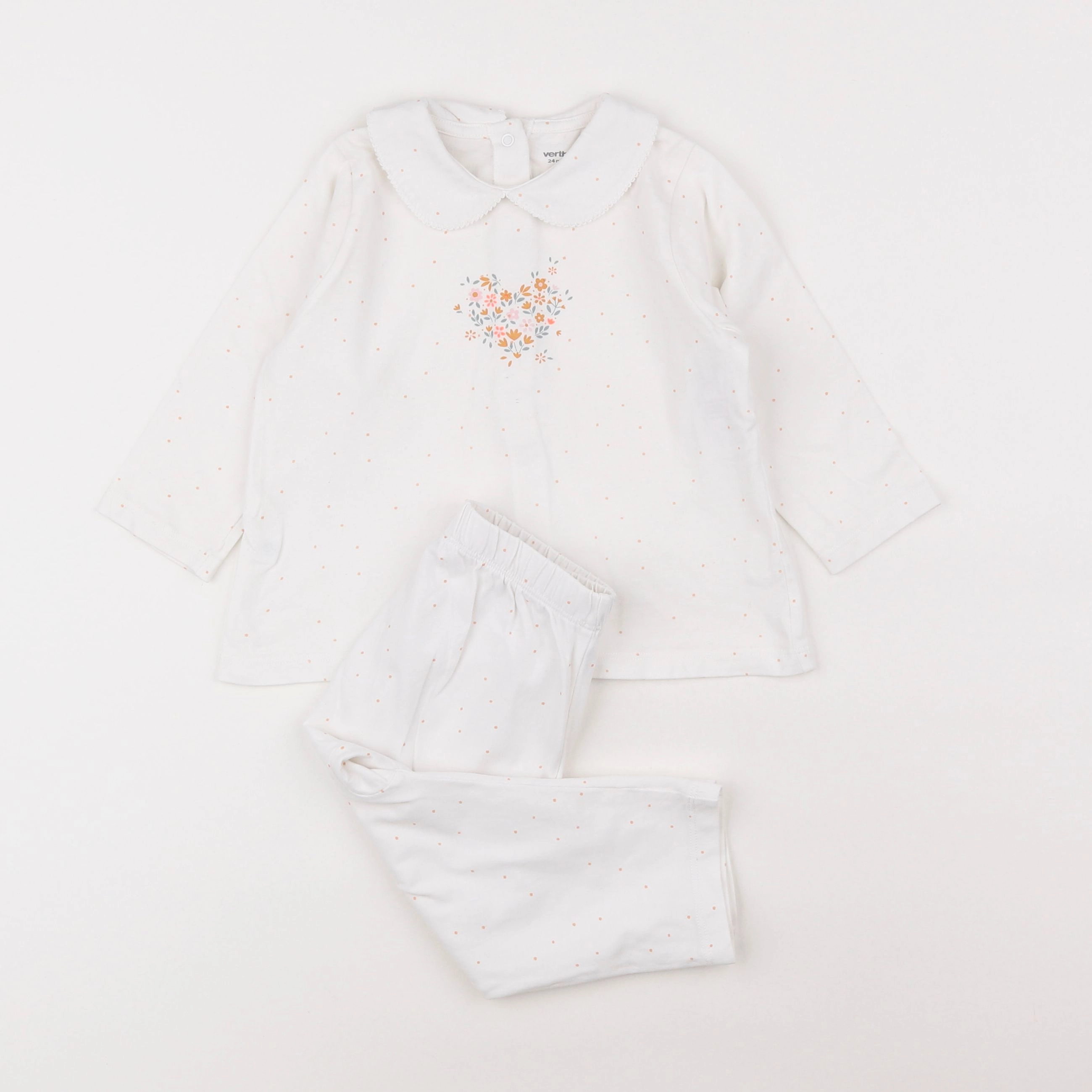 Vertbaudet - pyjama coton blanc - 2 ans