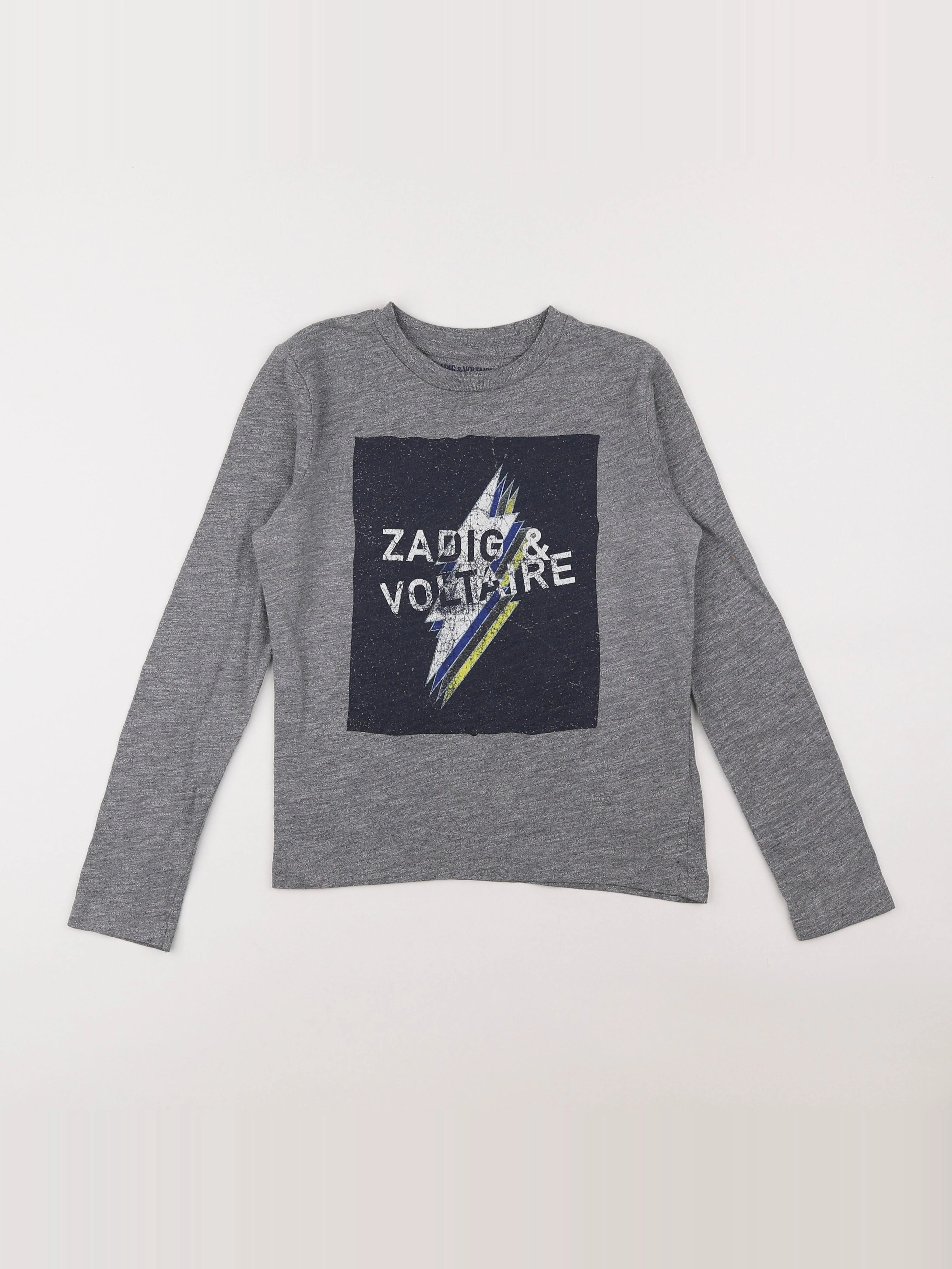 Zadig & Voltaire - tee-shirt gris - 7/8 ans