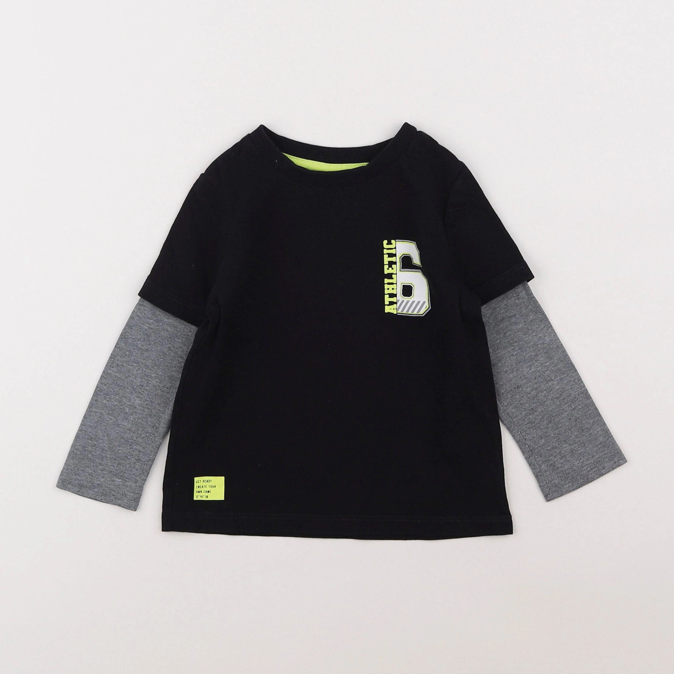 Vertbaudet - tee-shirt imprimé au dos noir, gris - 2 ans