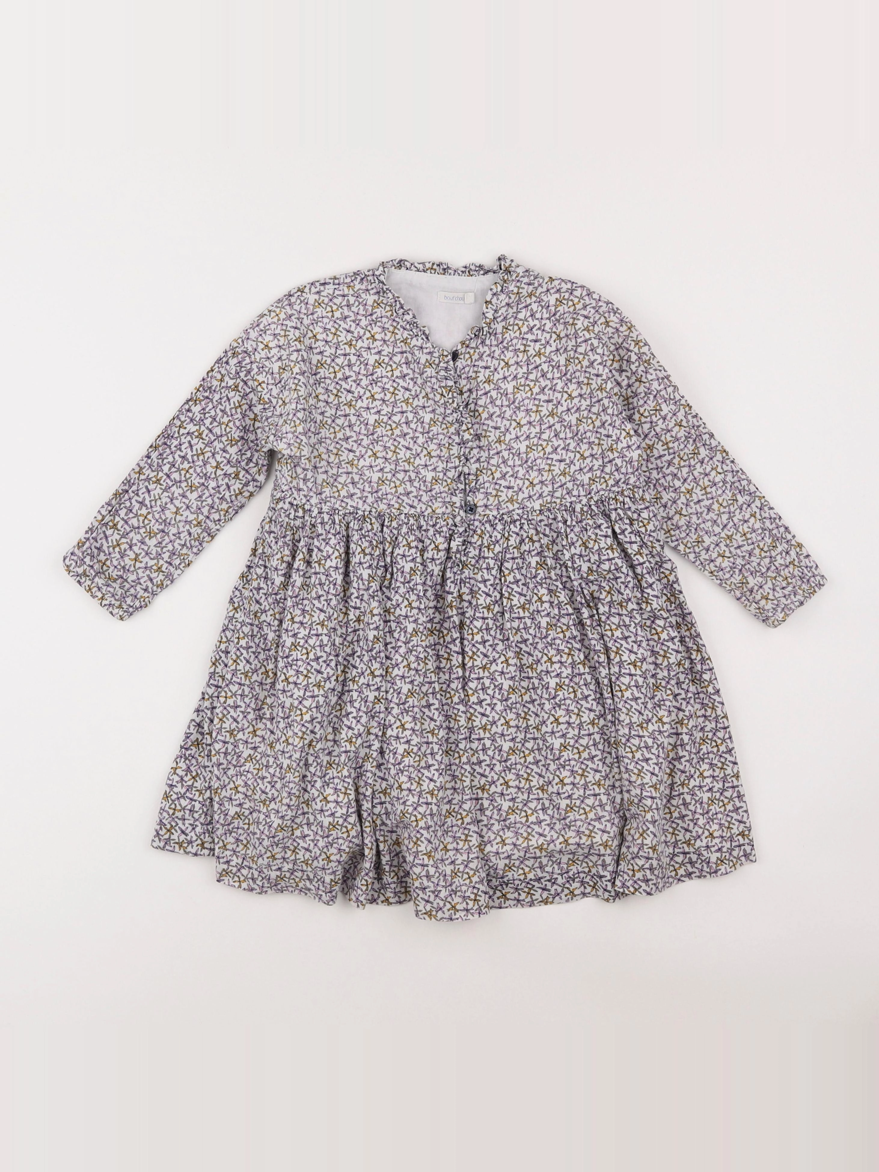 Boutchou - robe blanc, violet - 3 ans