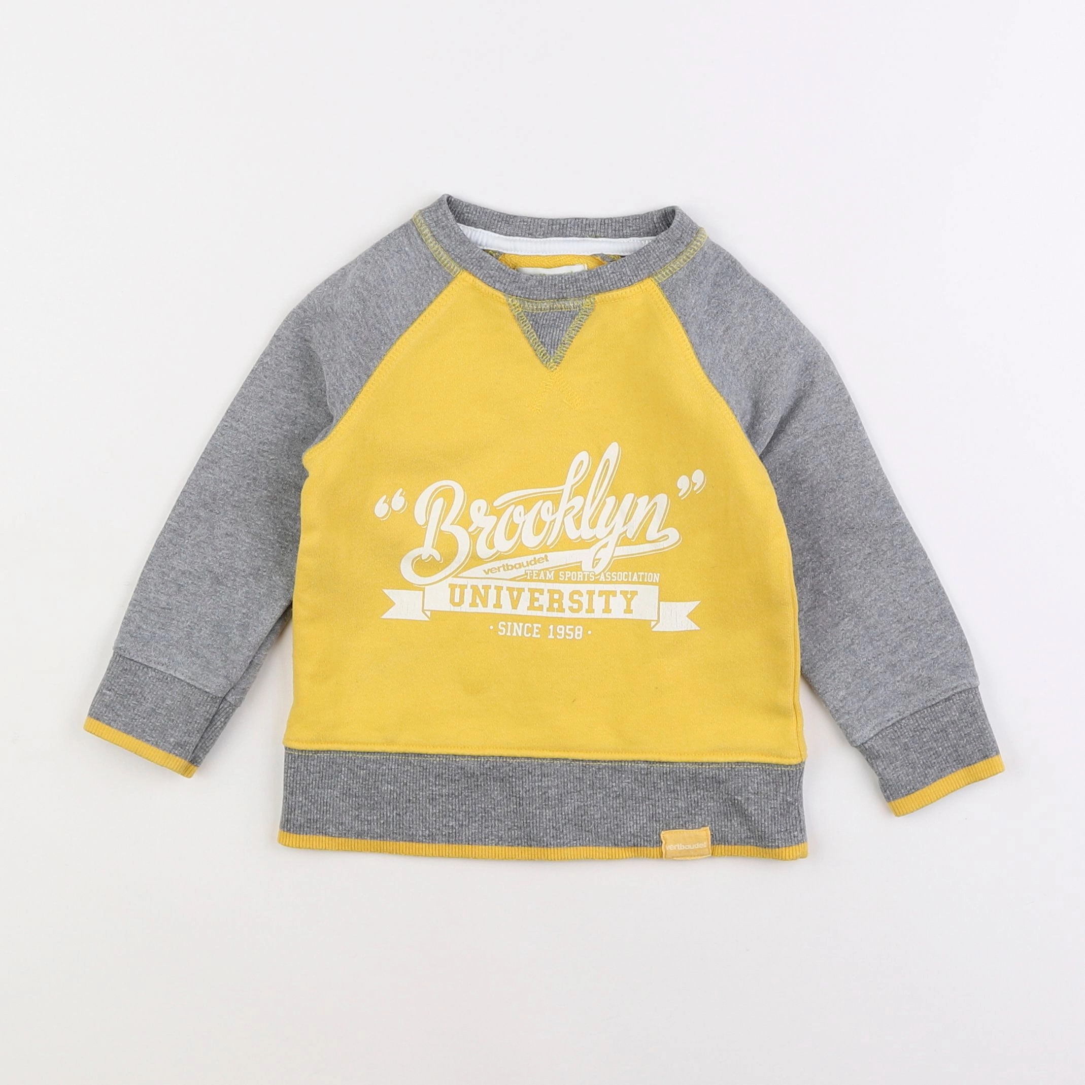 Vertbaudet - sweat jaune, gris - 2 ans