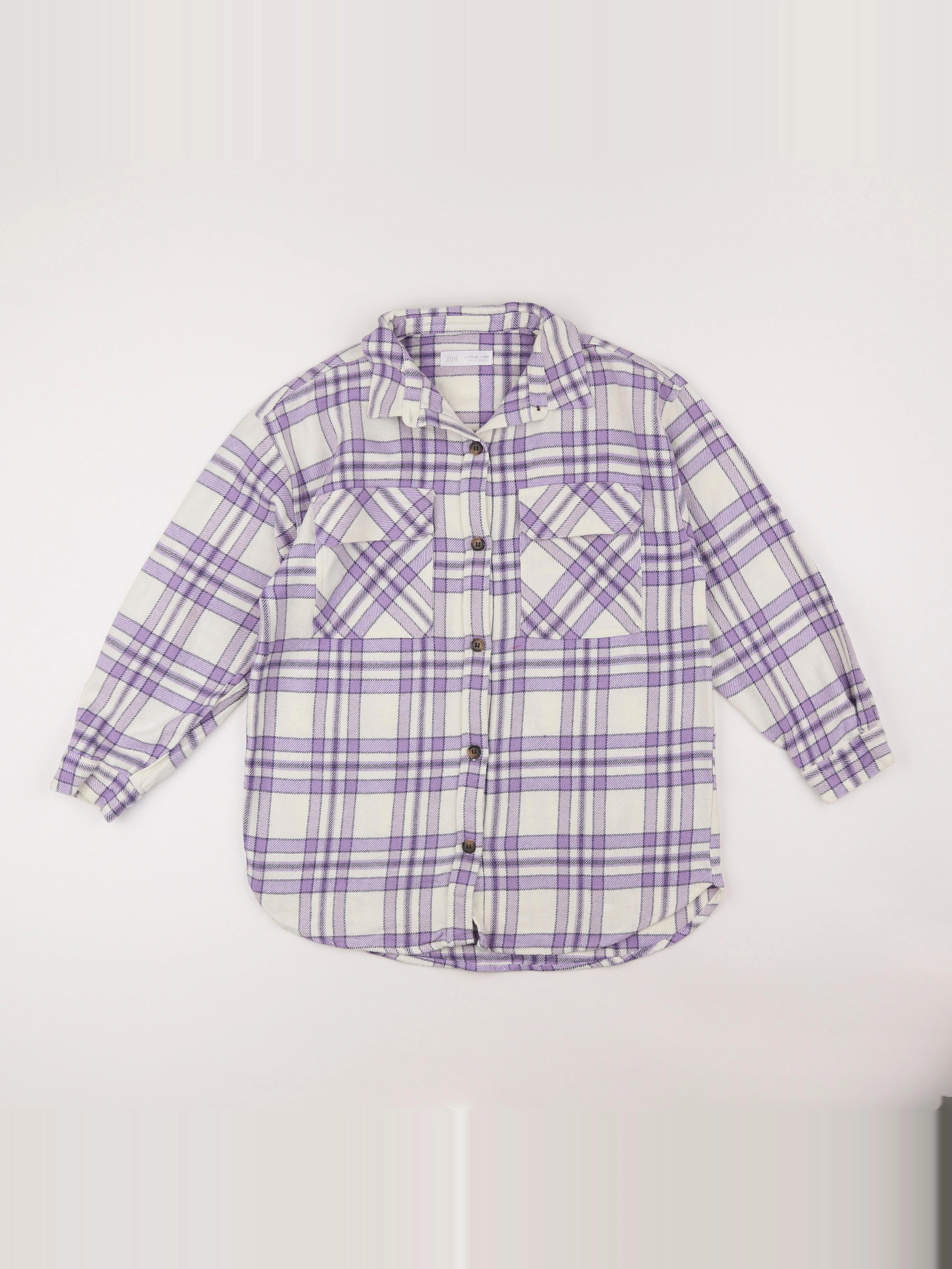 Zara - chemise blanc, violet - 11/12 ans