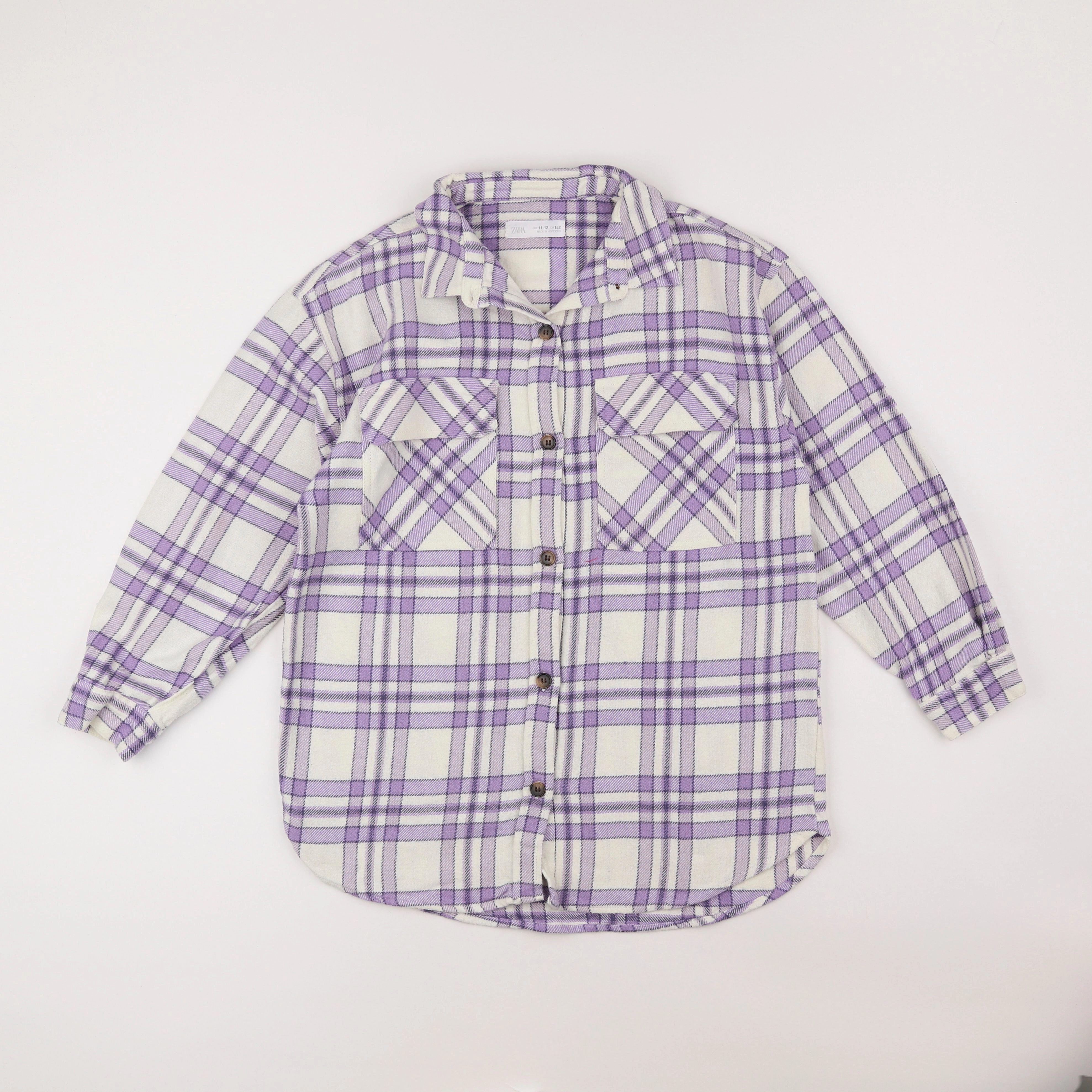 Zara - chemise blanc, violet - 11/12 ans