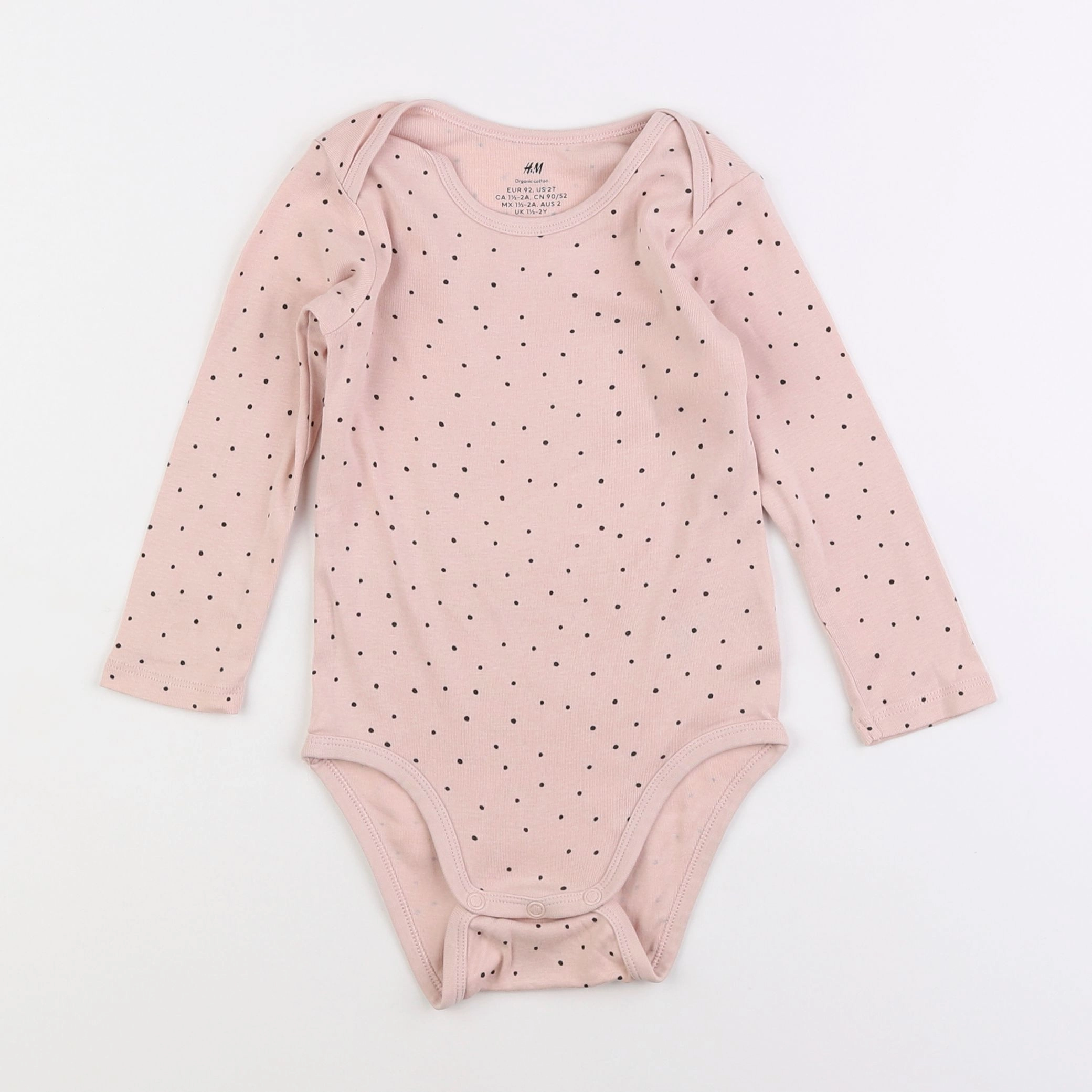 H&M - body rose, noir - 18 mois à 2 ans