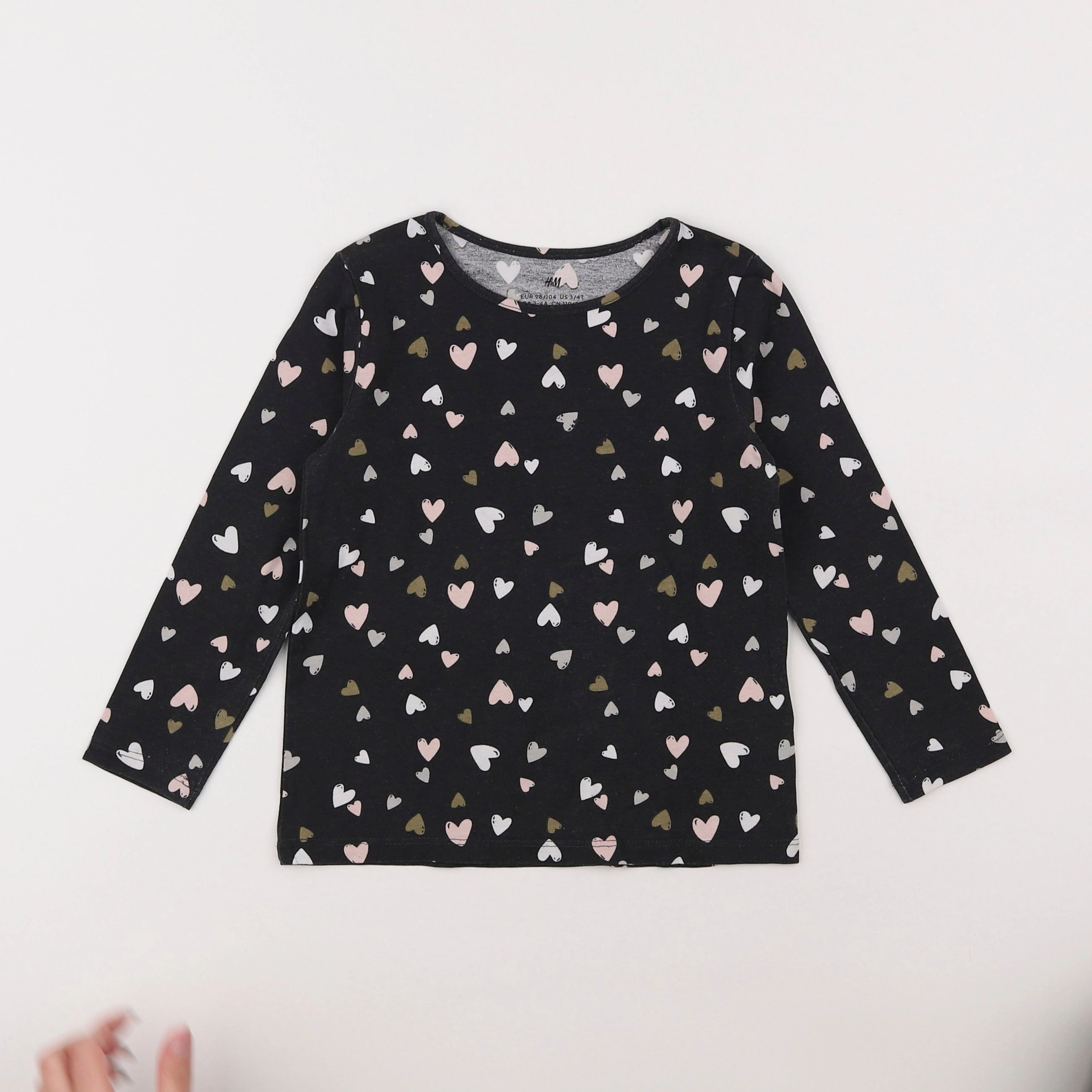 H&M - tee-shirt noir, rose - 2/4 ans