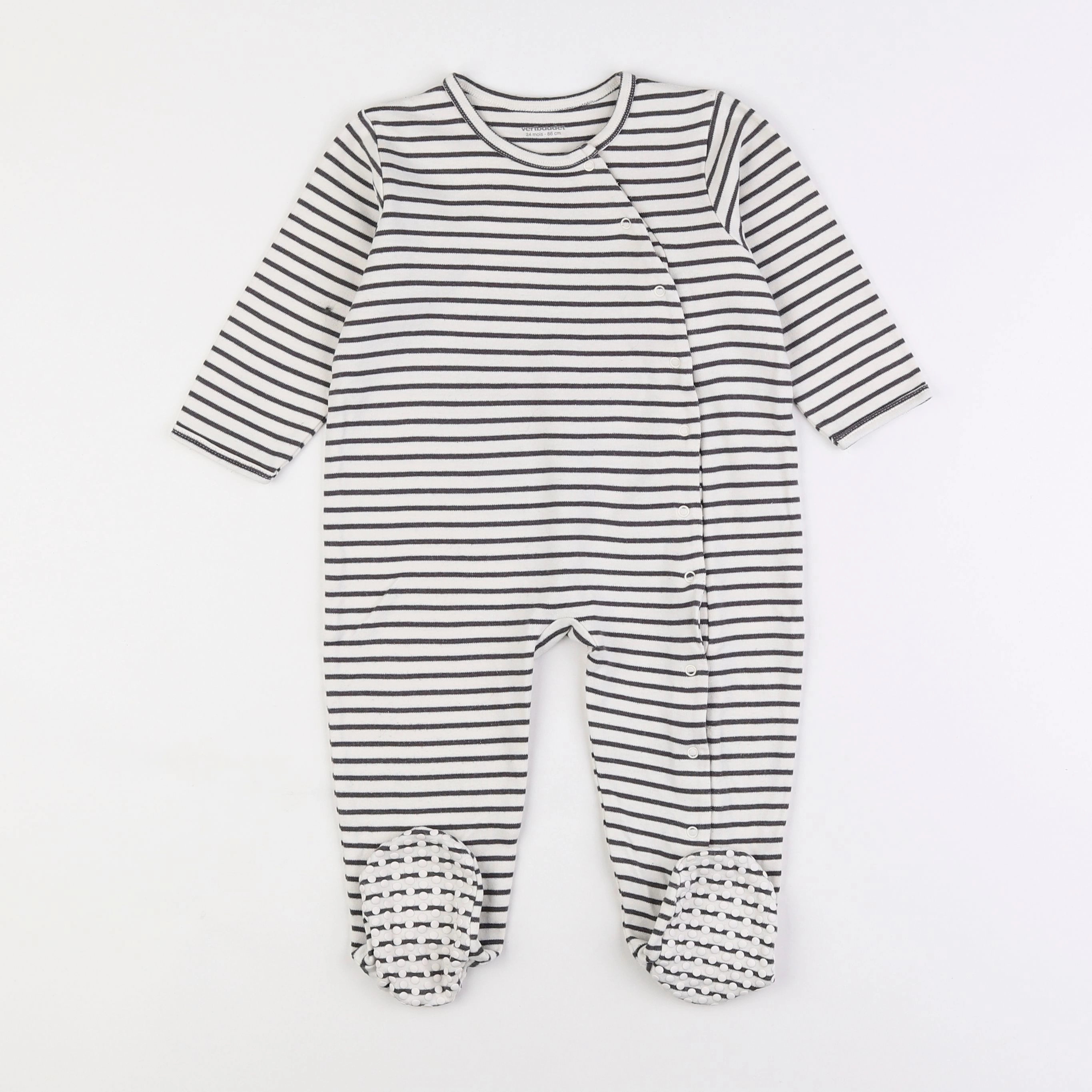 Vertbaudet - pyjama coton beige, gris - 2 ans