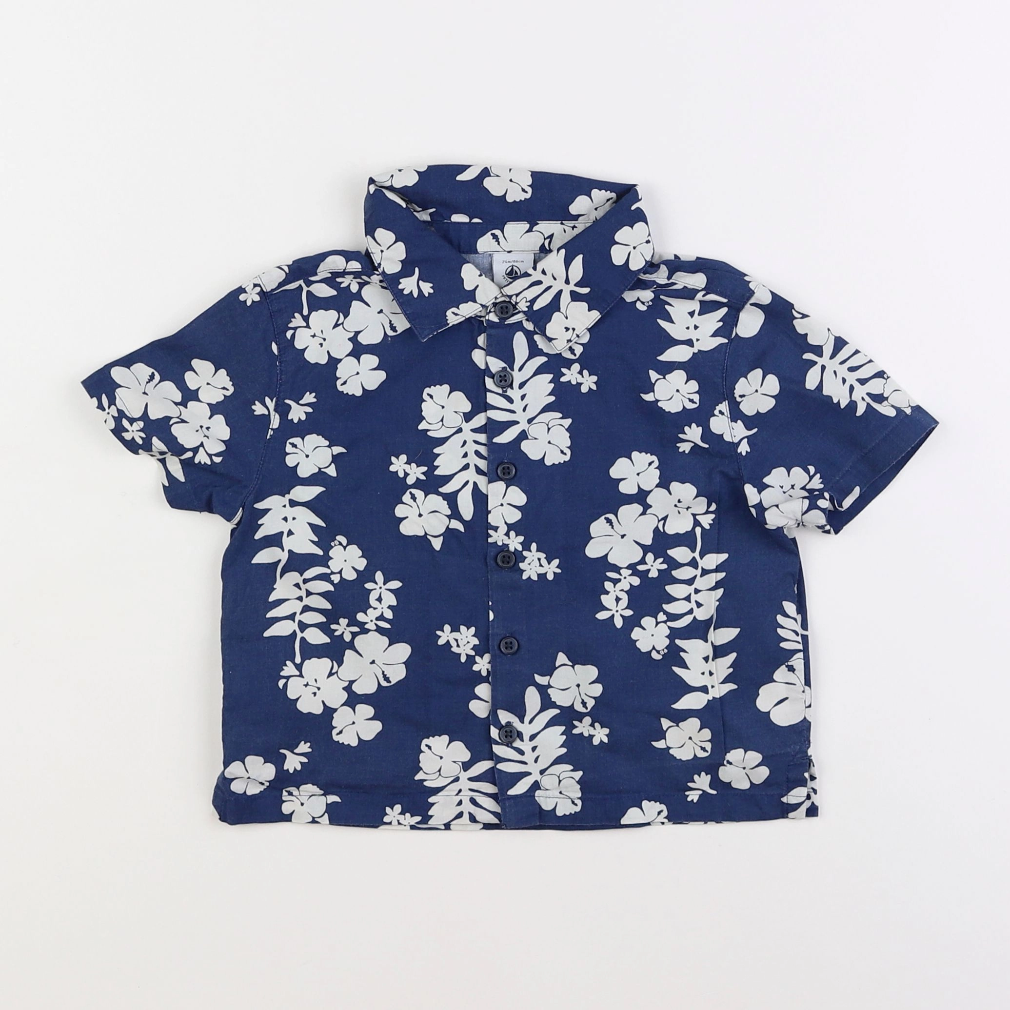 Petit Bateau - chemise bleu - 2 ans