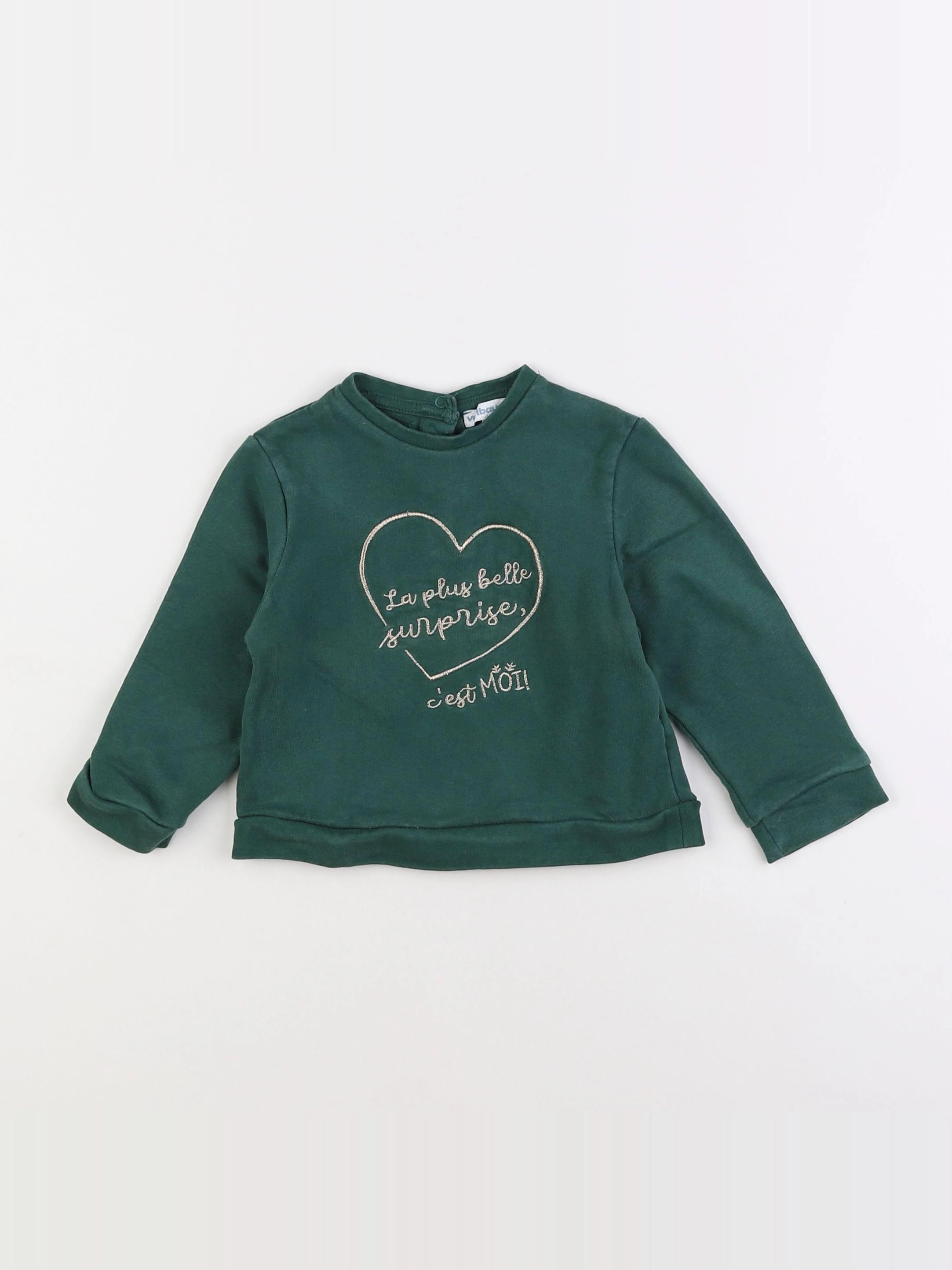 Vertbaudet - sweat vert - 18 mois