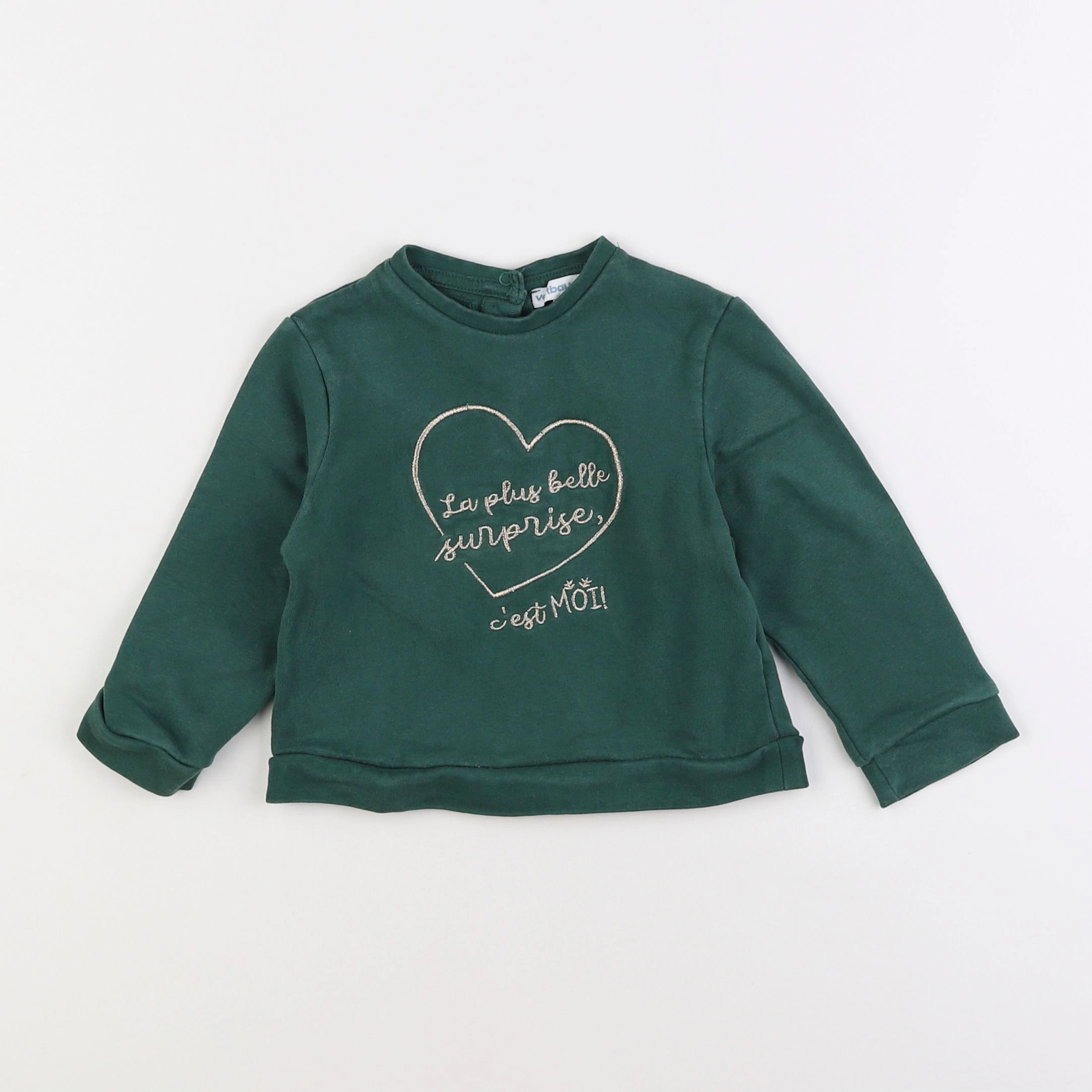 Vertbaudet - sweat vert - 18 mois