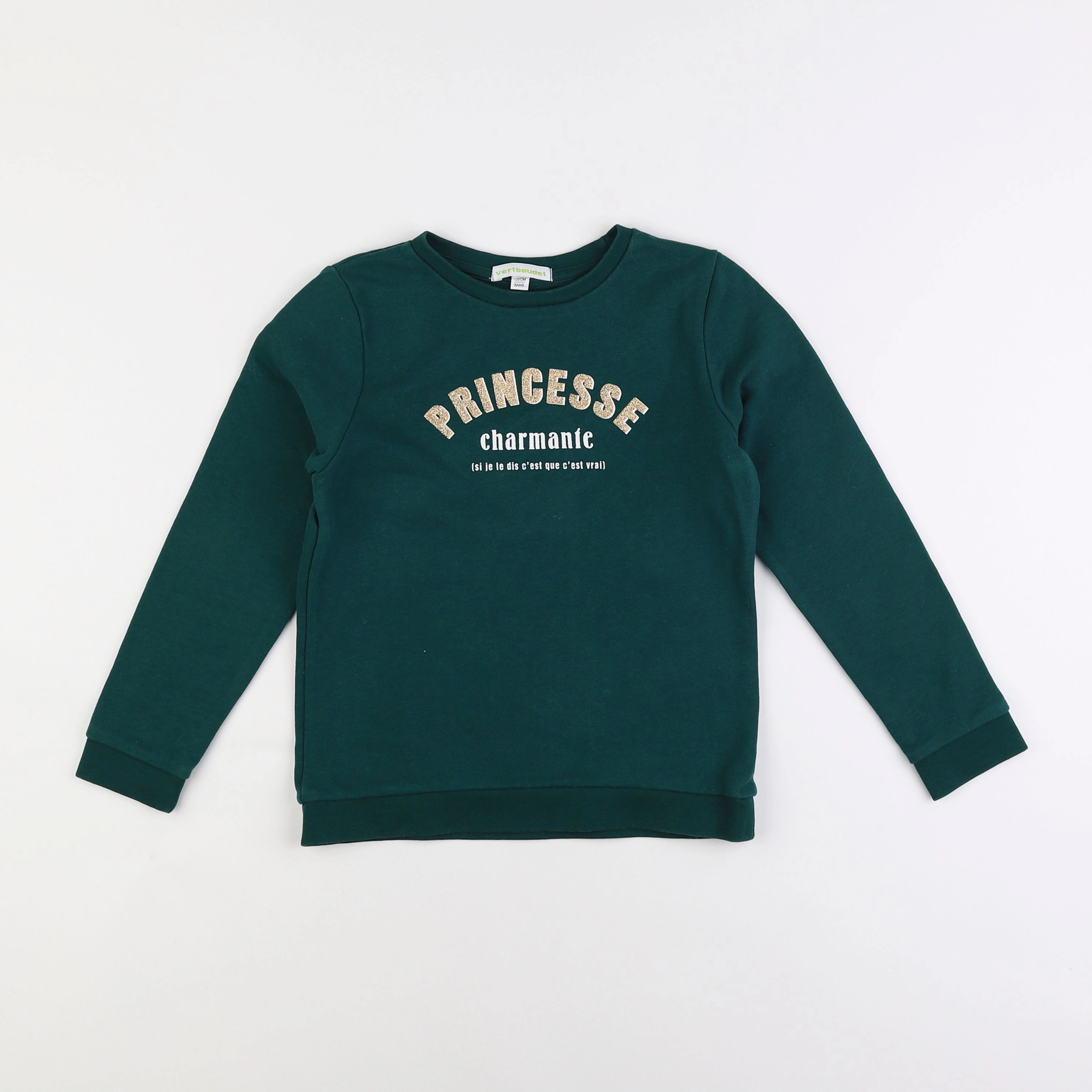 Vertbaudet - sweat vert - 8 ans