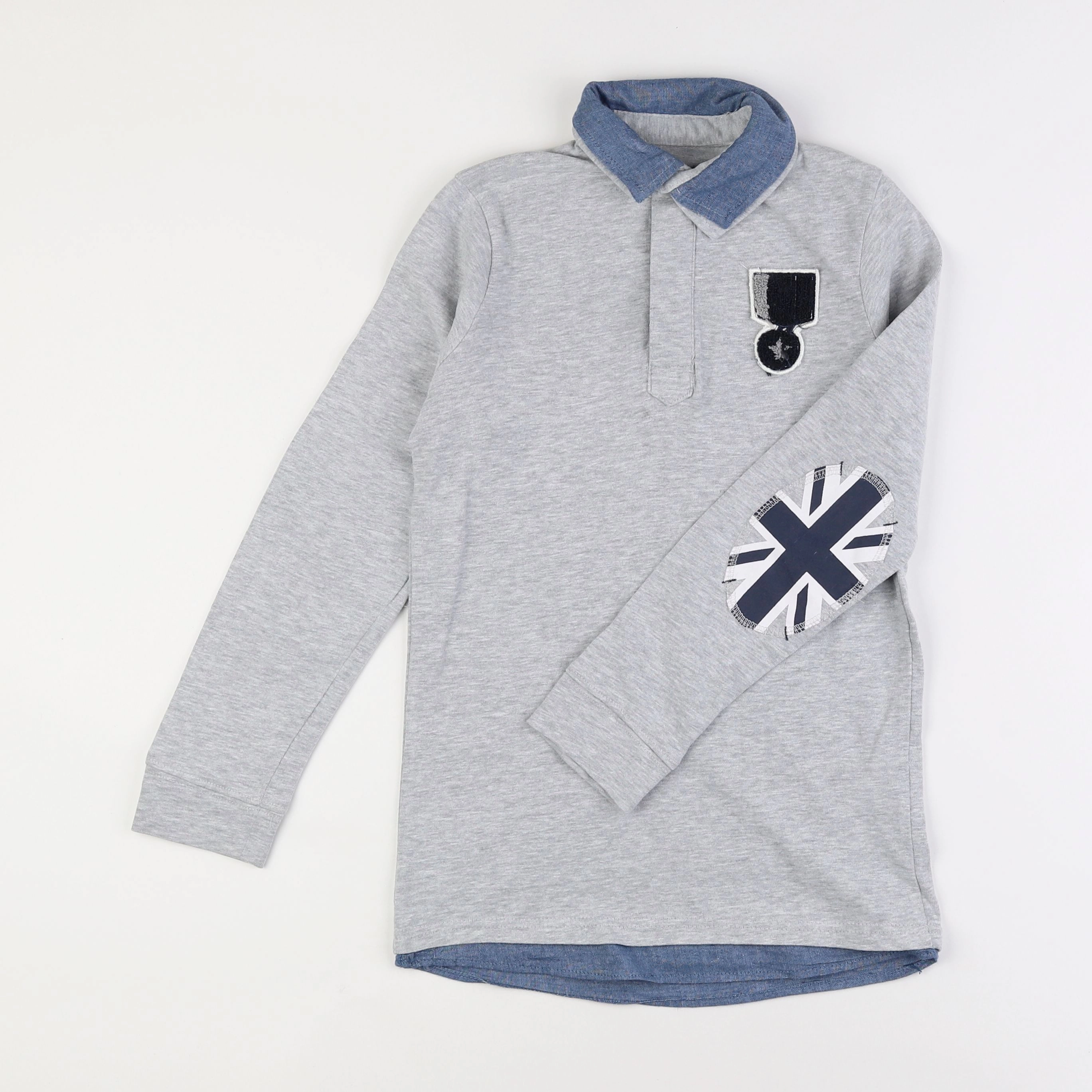 Vertbaudet - polo gris - 10 ans