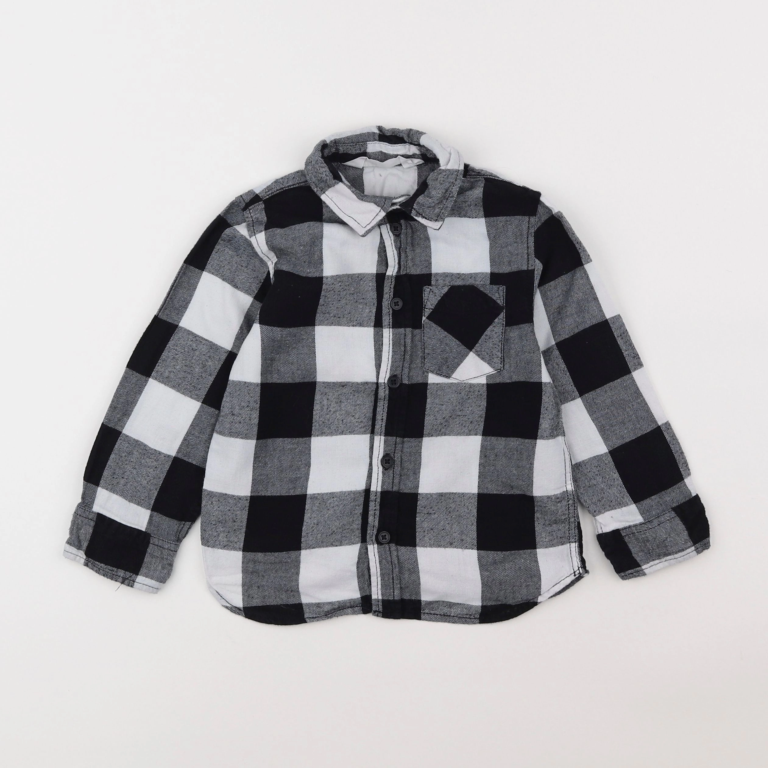 H&M - chemise blanc, noir - 3/4 ans