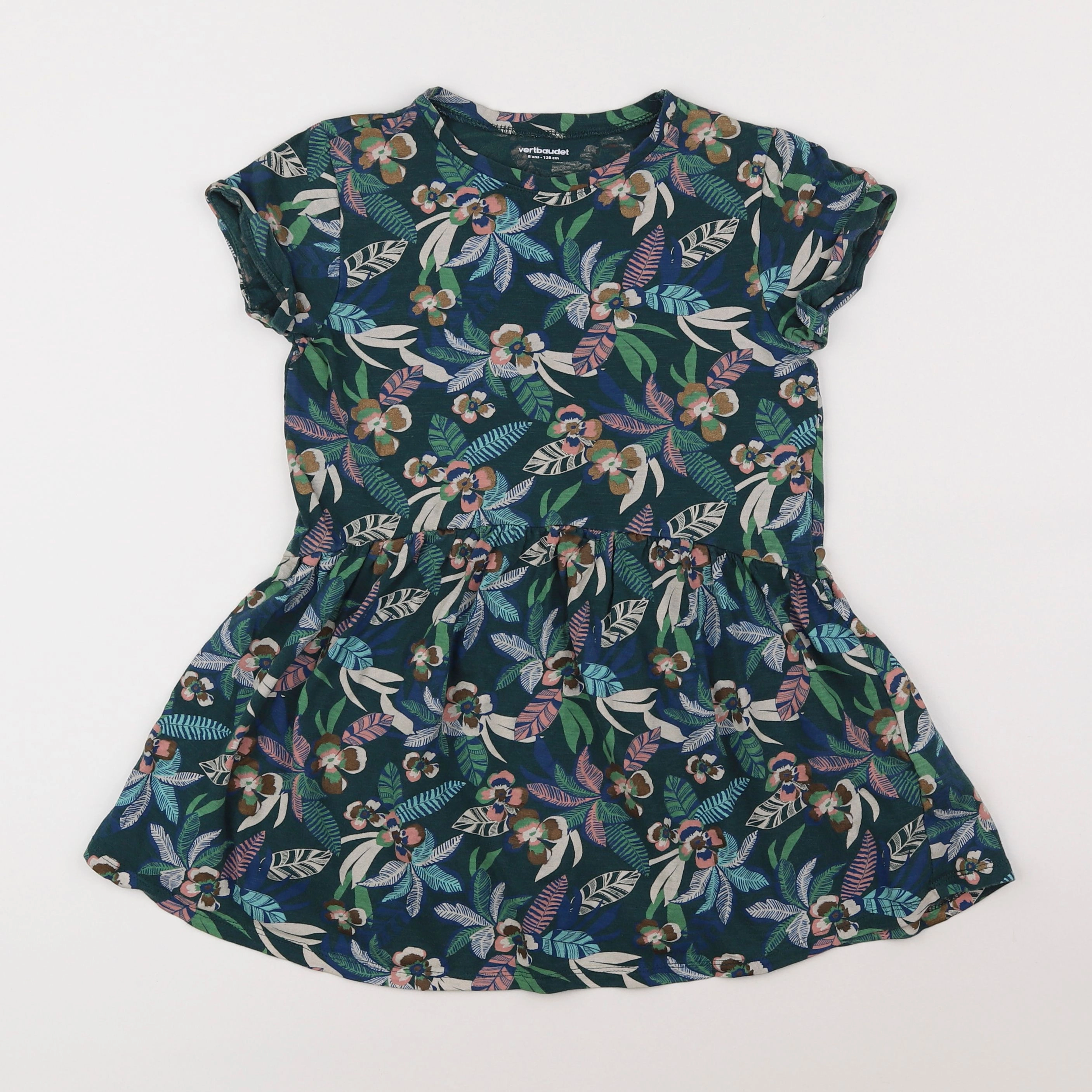 Vertbaudet - robe vert - 8 ans